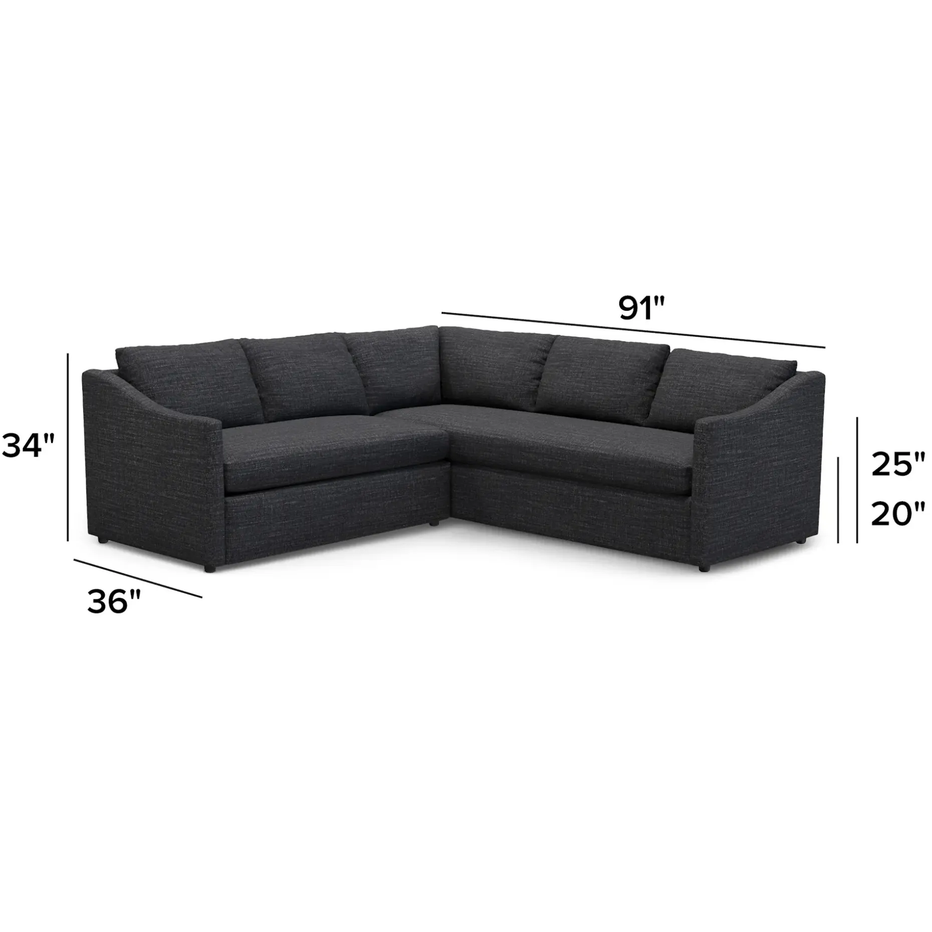 Landry 91" Corner Sectional - Napa Charcoal