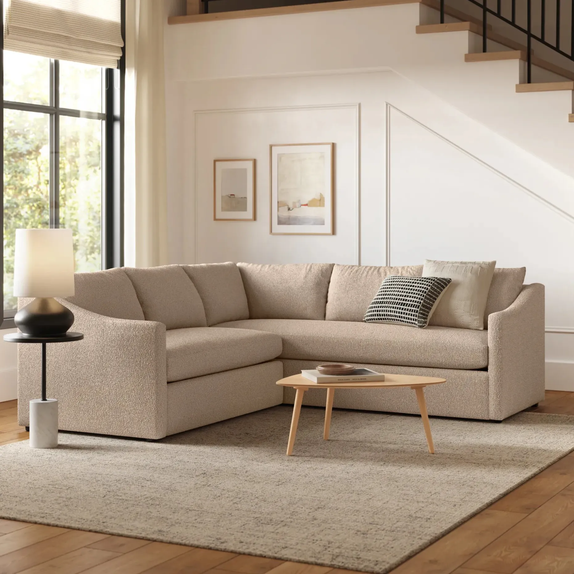 Landry 91" Corner Sectional - Sandstone Wool Bouclé