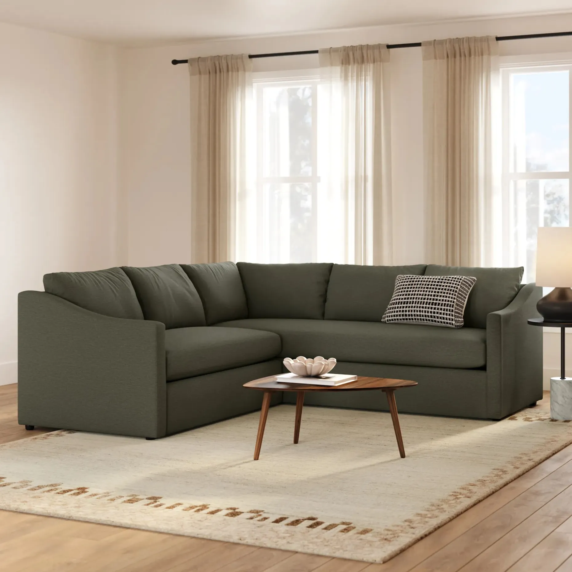 Landry 91" Corner Sectional - Silver Moss