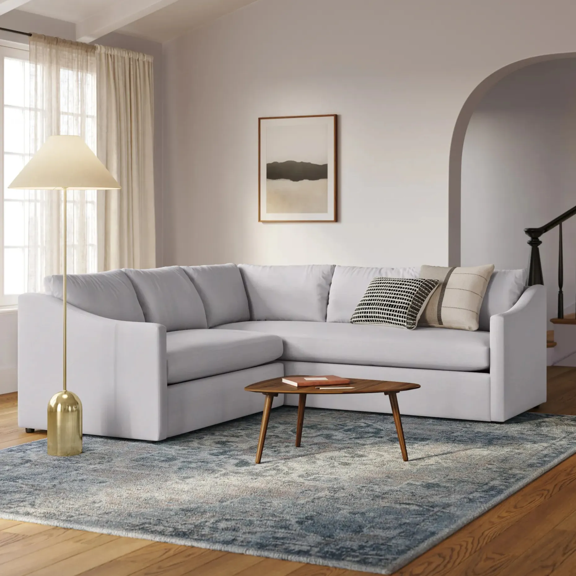 Landry 91" Corner Sectional - Silver Ivory