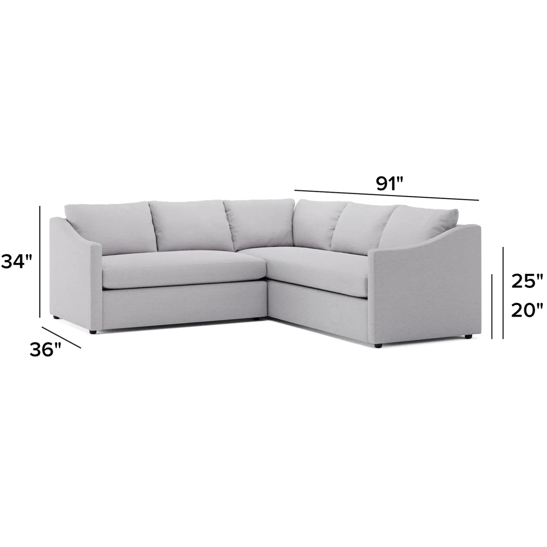Landry 91" Corner Sectional - Silver Ivory
