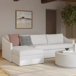 Landry 109" Left Storage Sleeper Sectional - Napa White