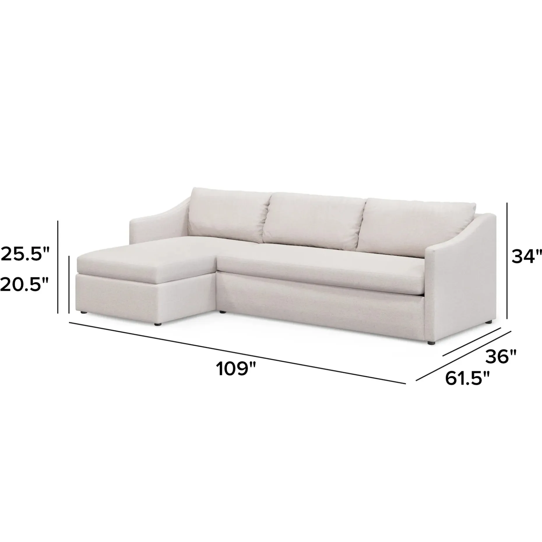 Landry 109" Left Storage Sleeper Sectional - Napa White