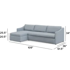 Landry 109" Left Storage Sleeper Sectional - Silver Light Blue