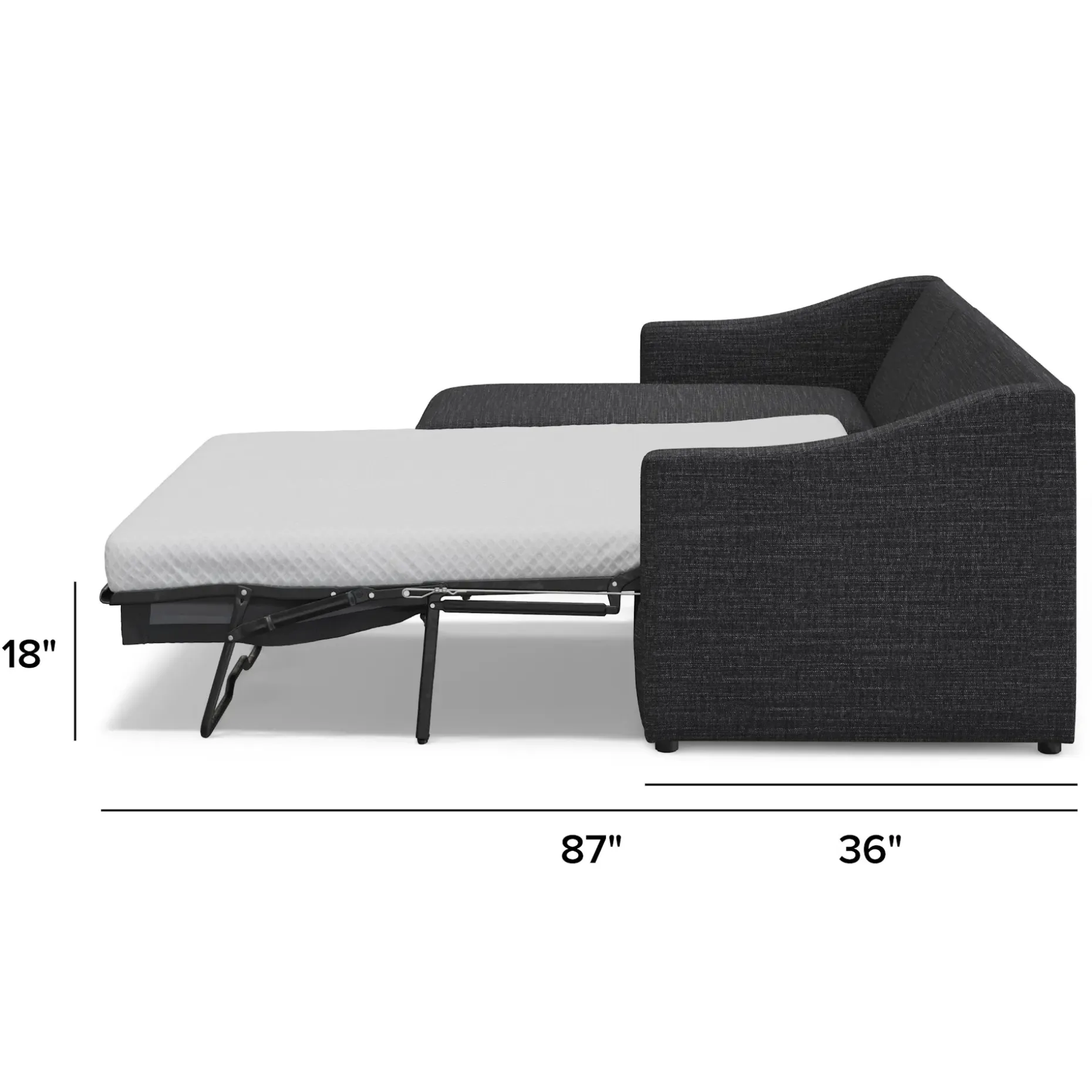 Landry 109" Left Storage Sleeper Sectional - Napa Charcoal