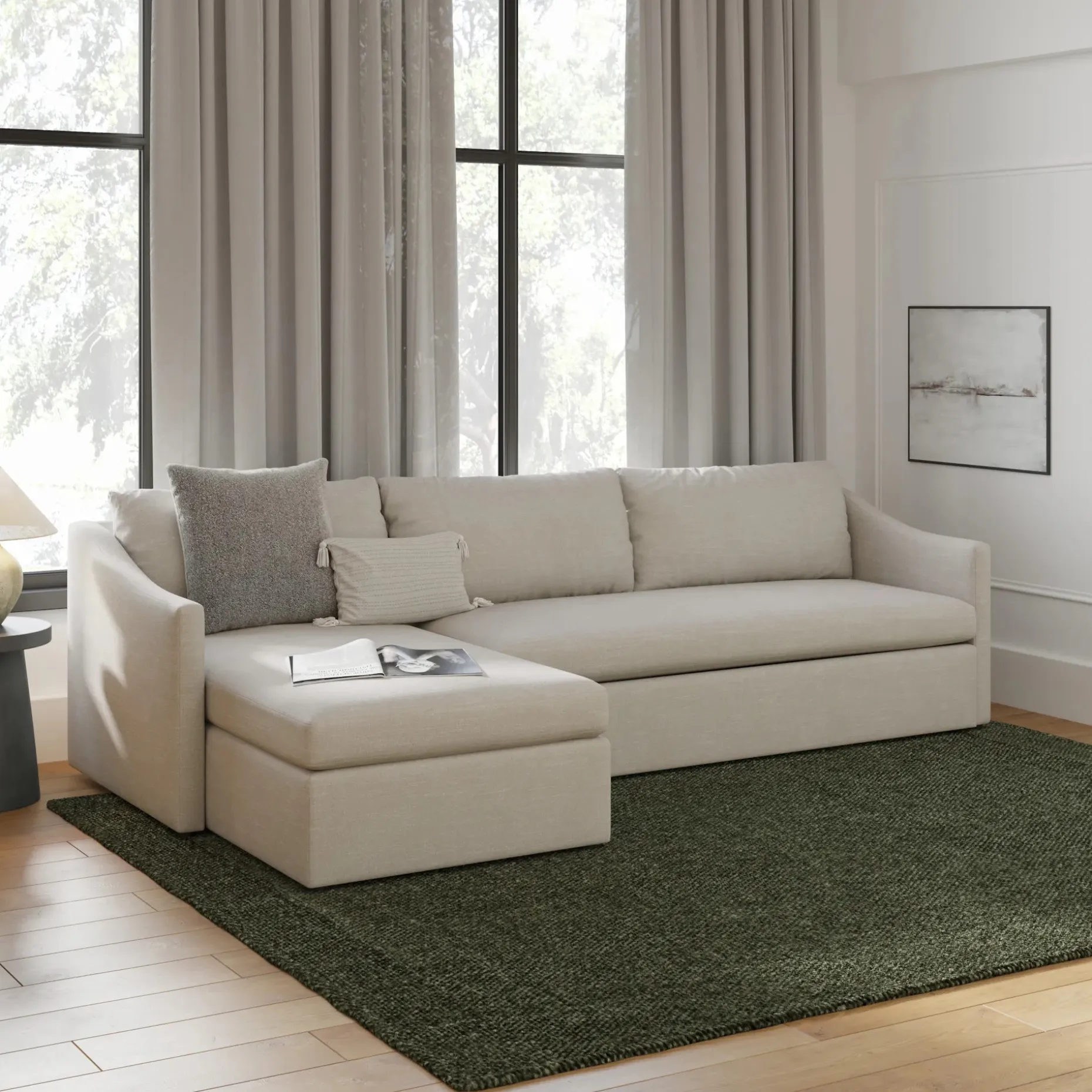 Landry 109" Left Storage Sleeper Sectional - Napa Dove