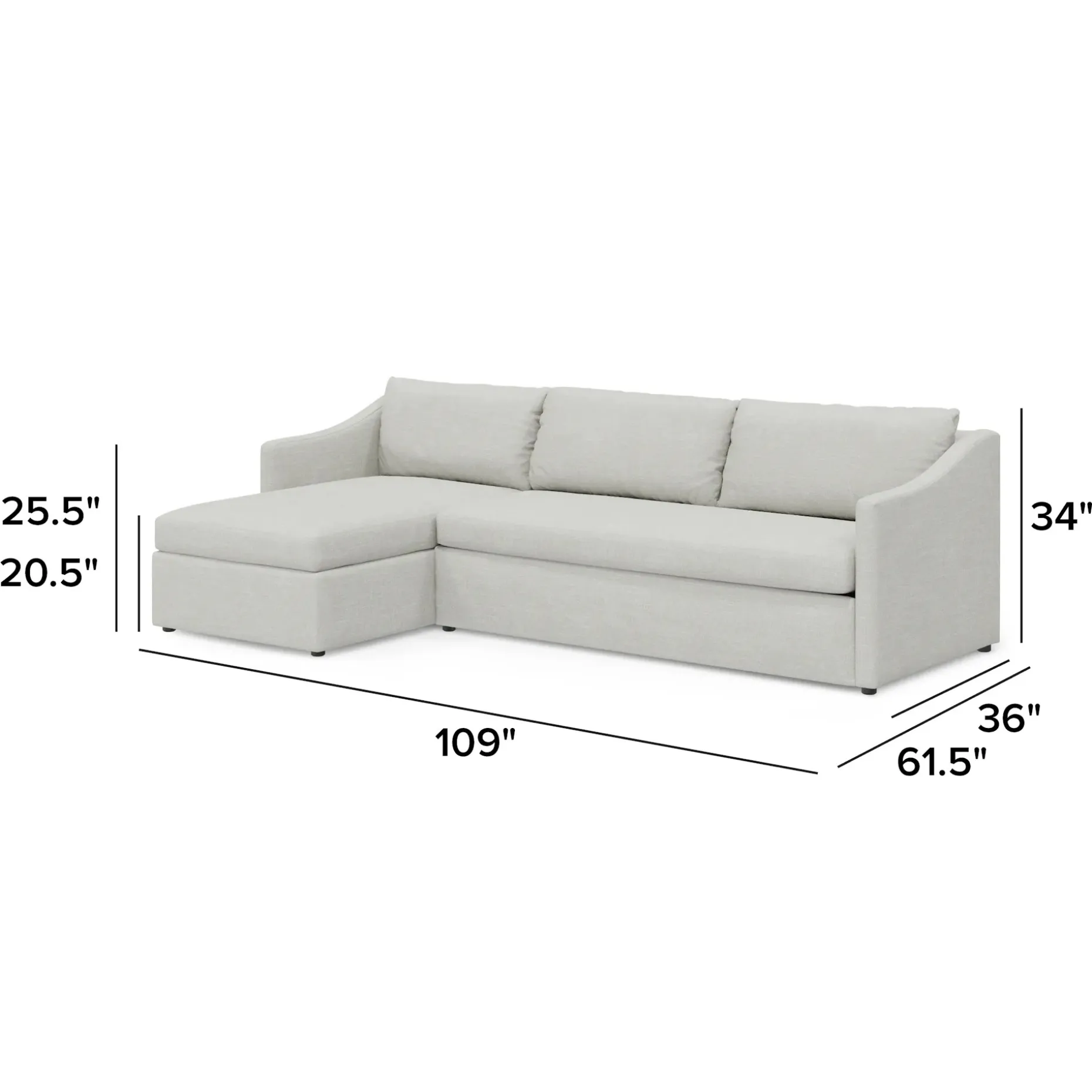 Landry 109" Left Storage Sleeper Sectional - Napa Dove