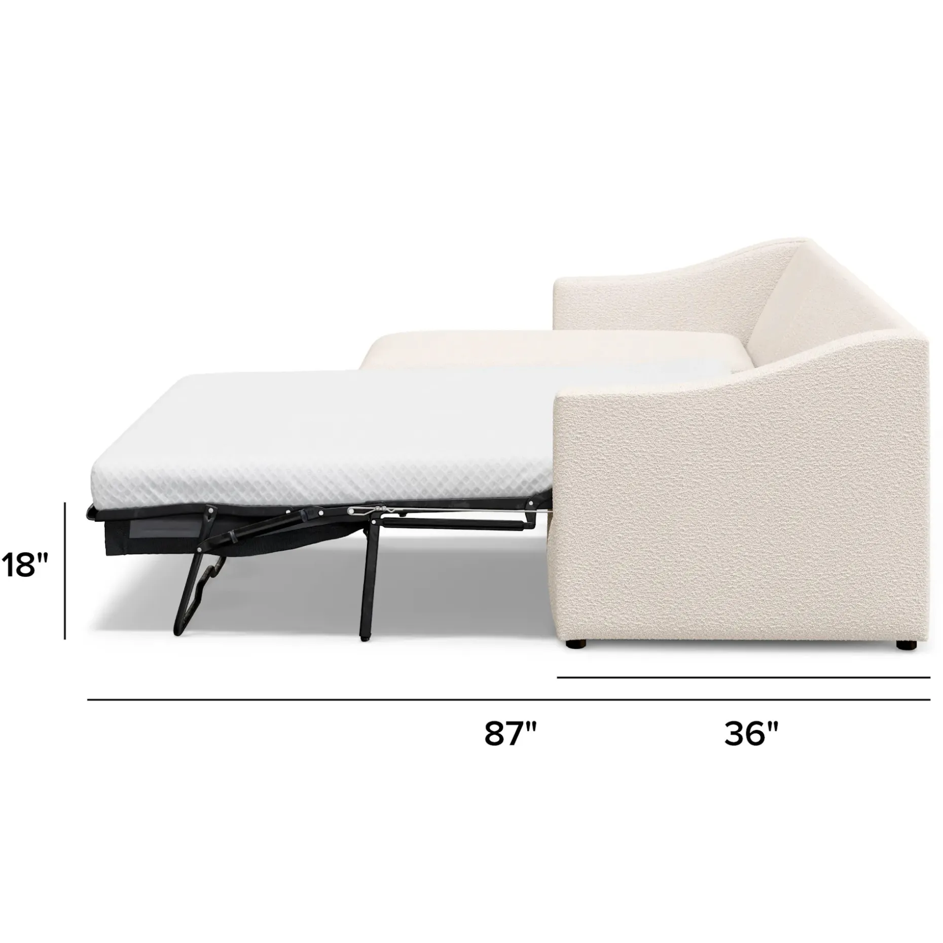 Landry 109" Left Storage Sleeper Sectional - Ivory Wool Bouclé