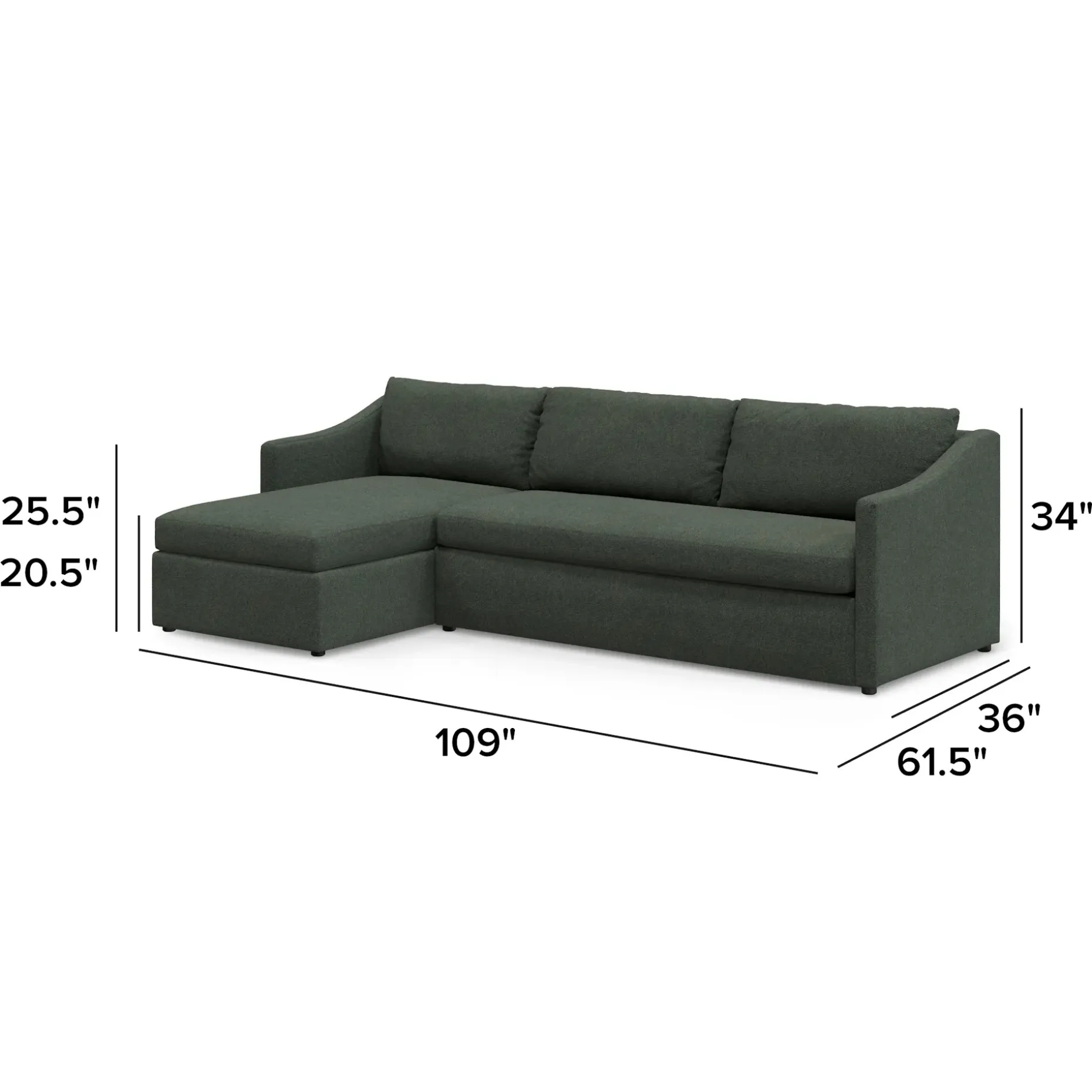 Landry 109" Left Storage Sleeper Sectional - Green Wool Bouclé