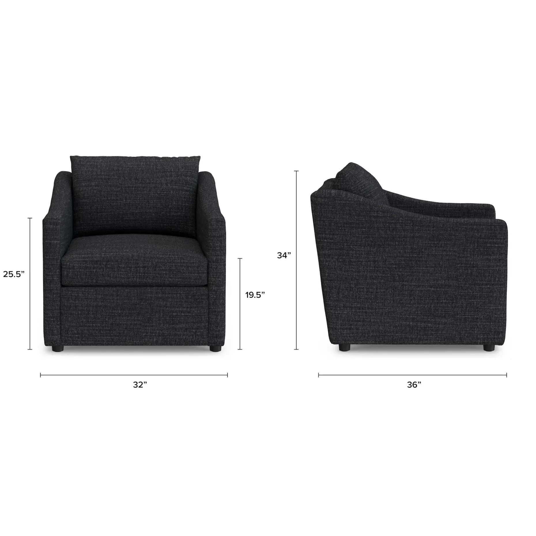 Landry 32.25" Lounge Chair - Napa Charcoal