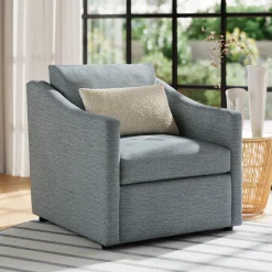 Landry 32.25" Lounge Chair - Silver Light Blue