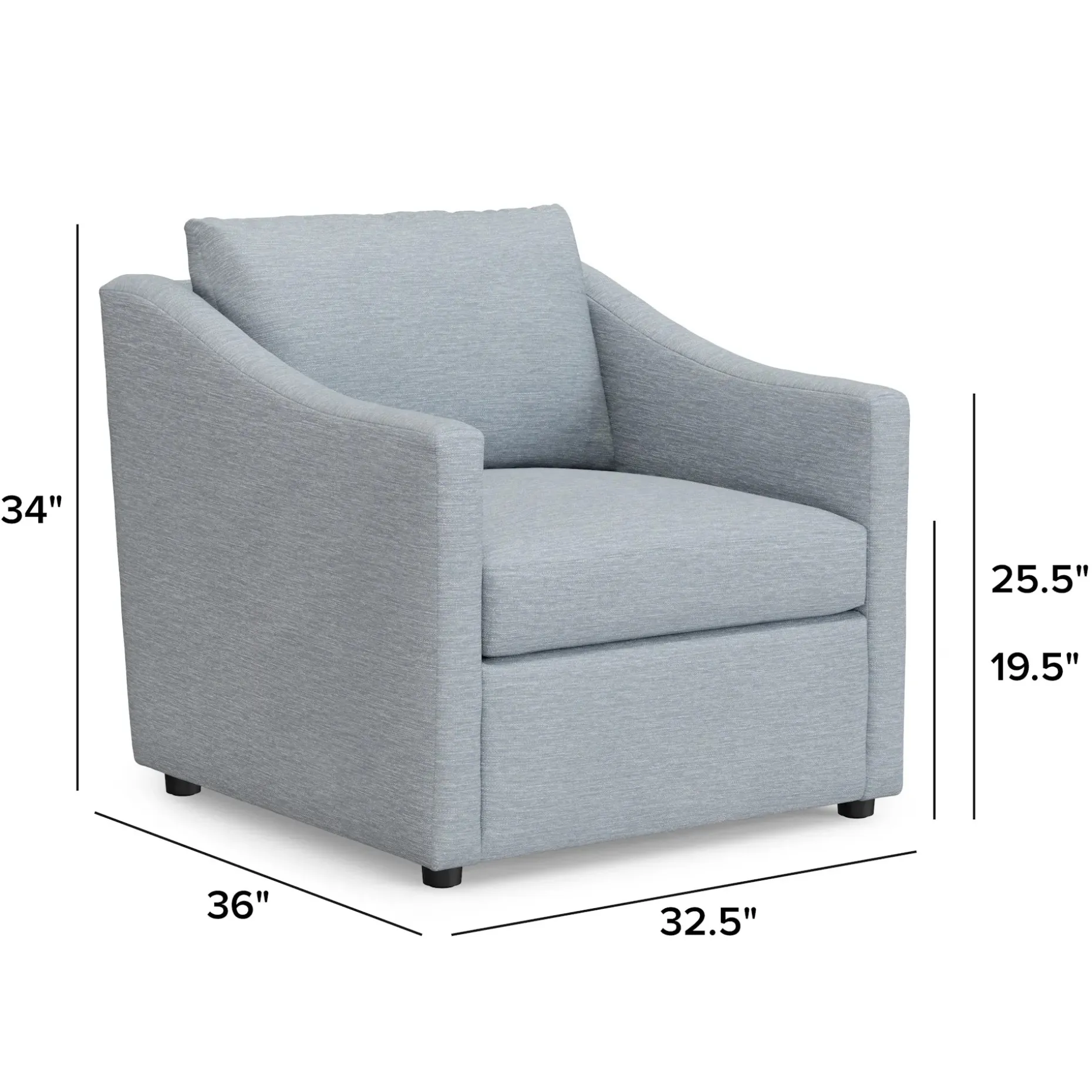 Landry 32.25" Lounge Chair - Silver Light Blue
