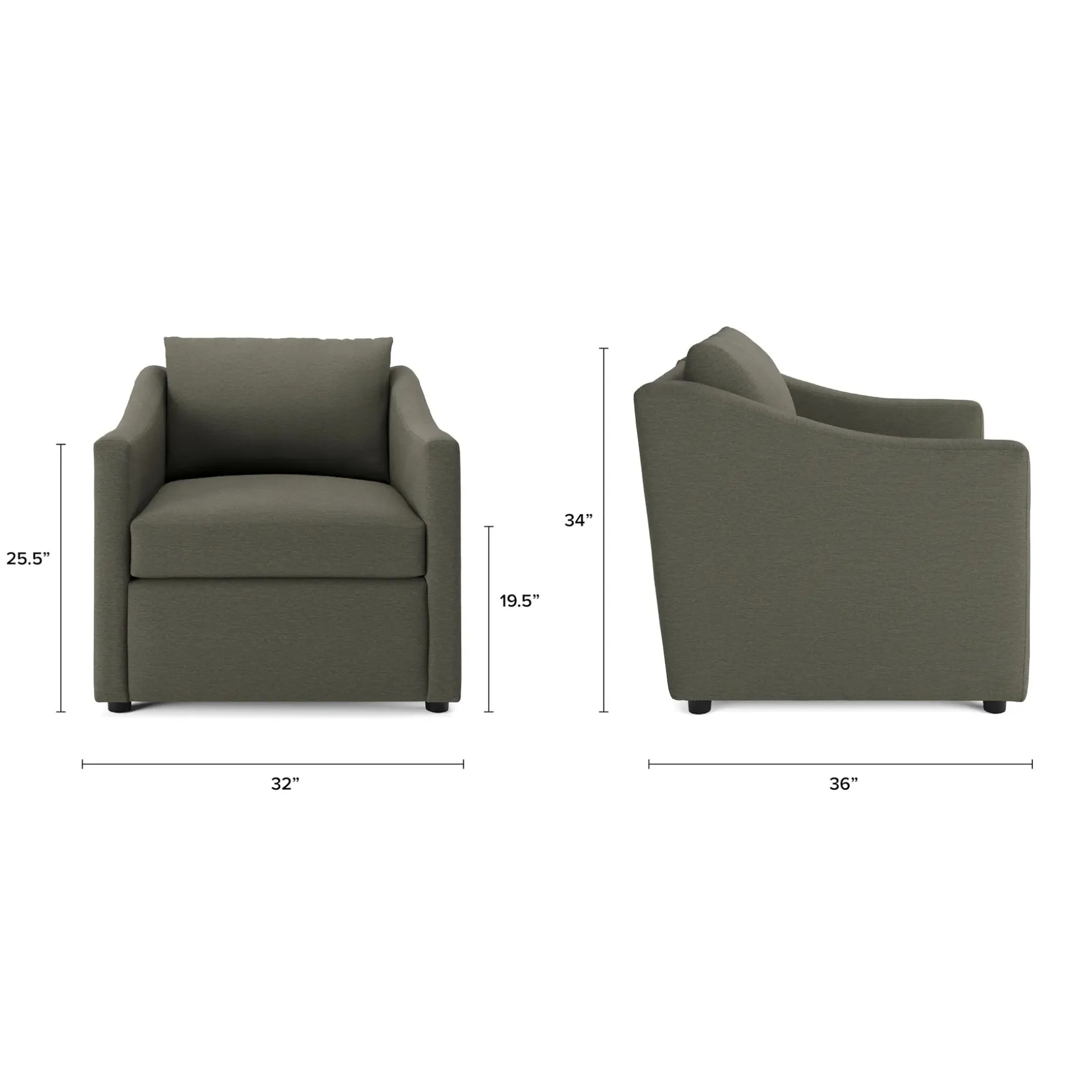 Landry 32.25" Lounge Chair - Silver Moss