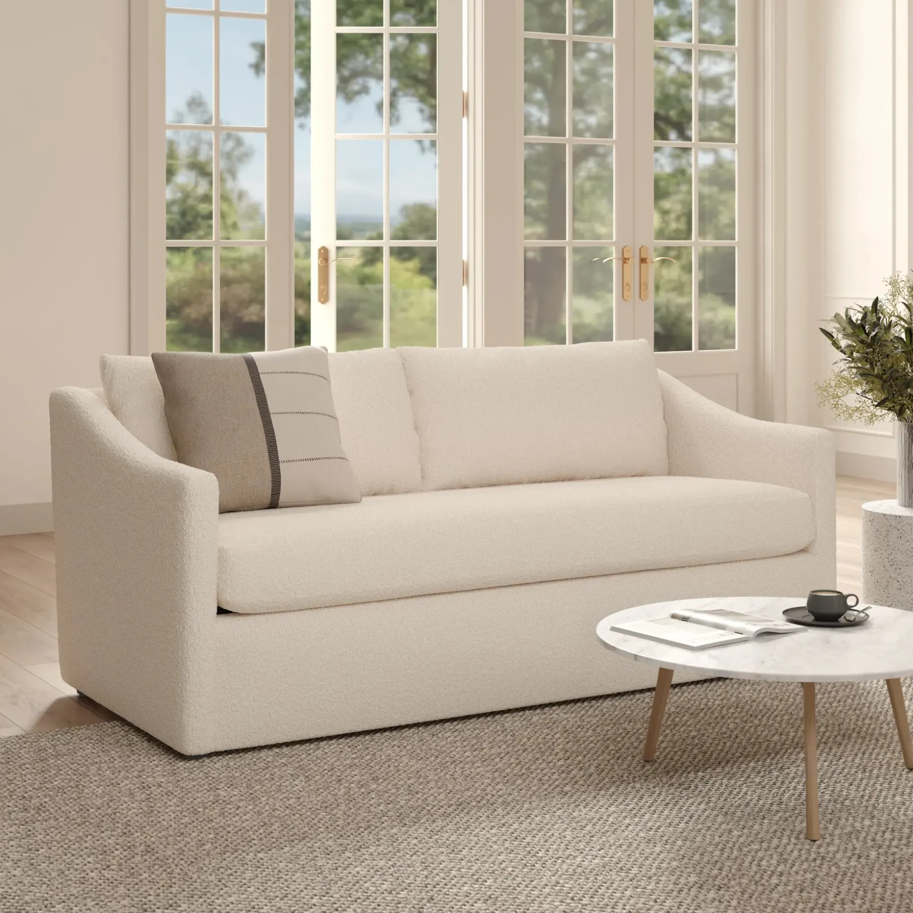Landry 72" Loveseat - Ivory Wool Bouclé