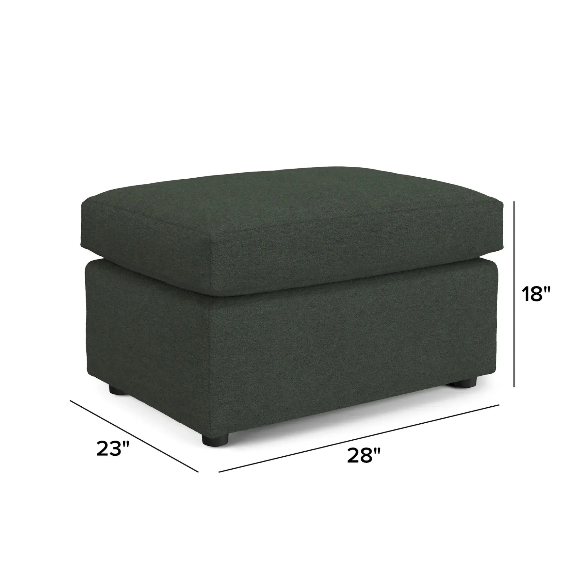 Landry 28" Ottoman - Green Wool Bouclé