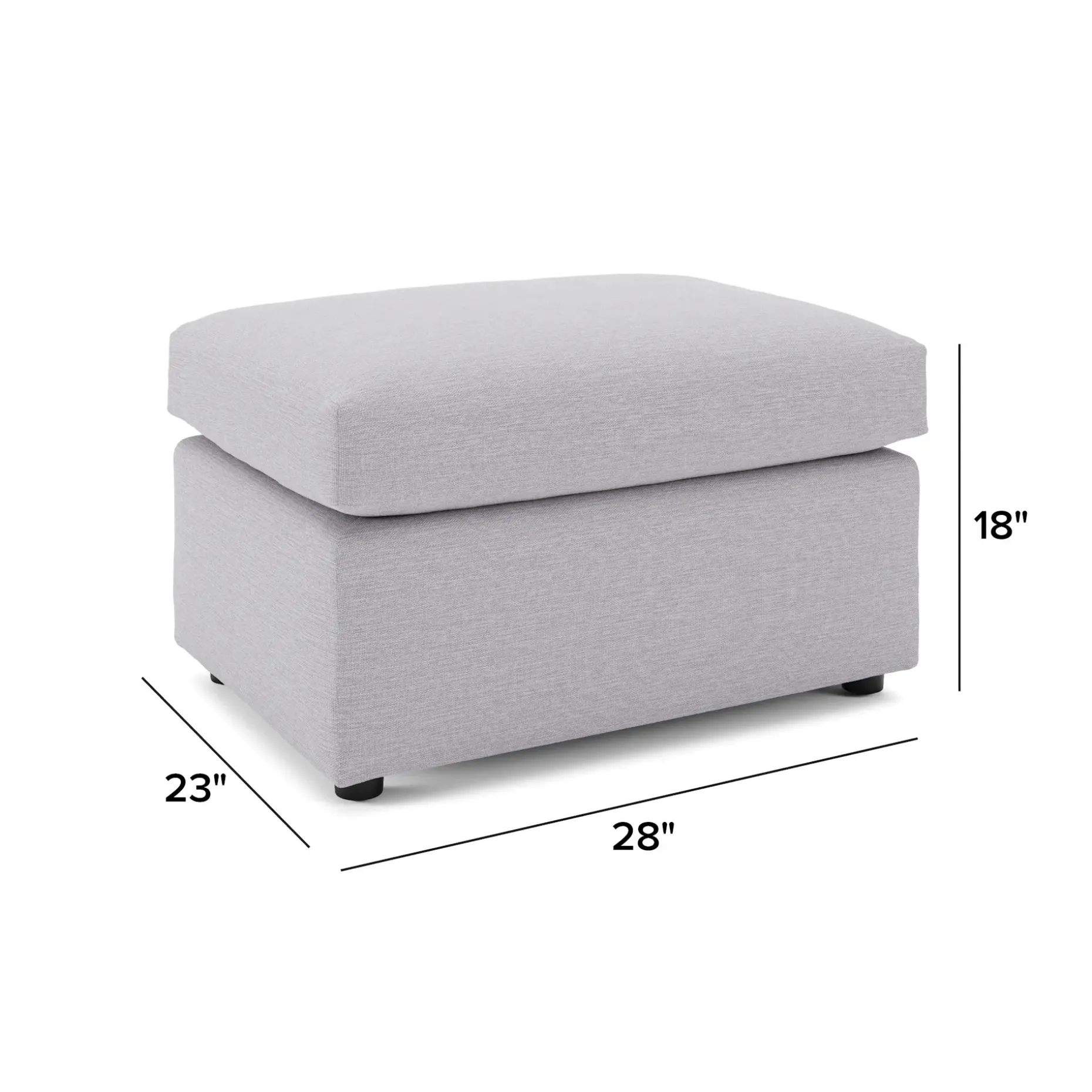 Landry 28" Ottoman - Silver Ivory