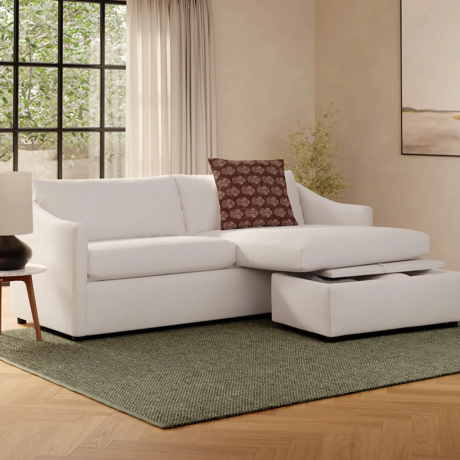 Landry 84.5" Reversible Storage Sectional - Napa White
