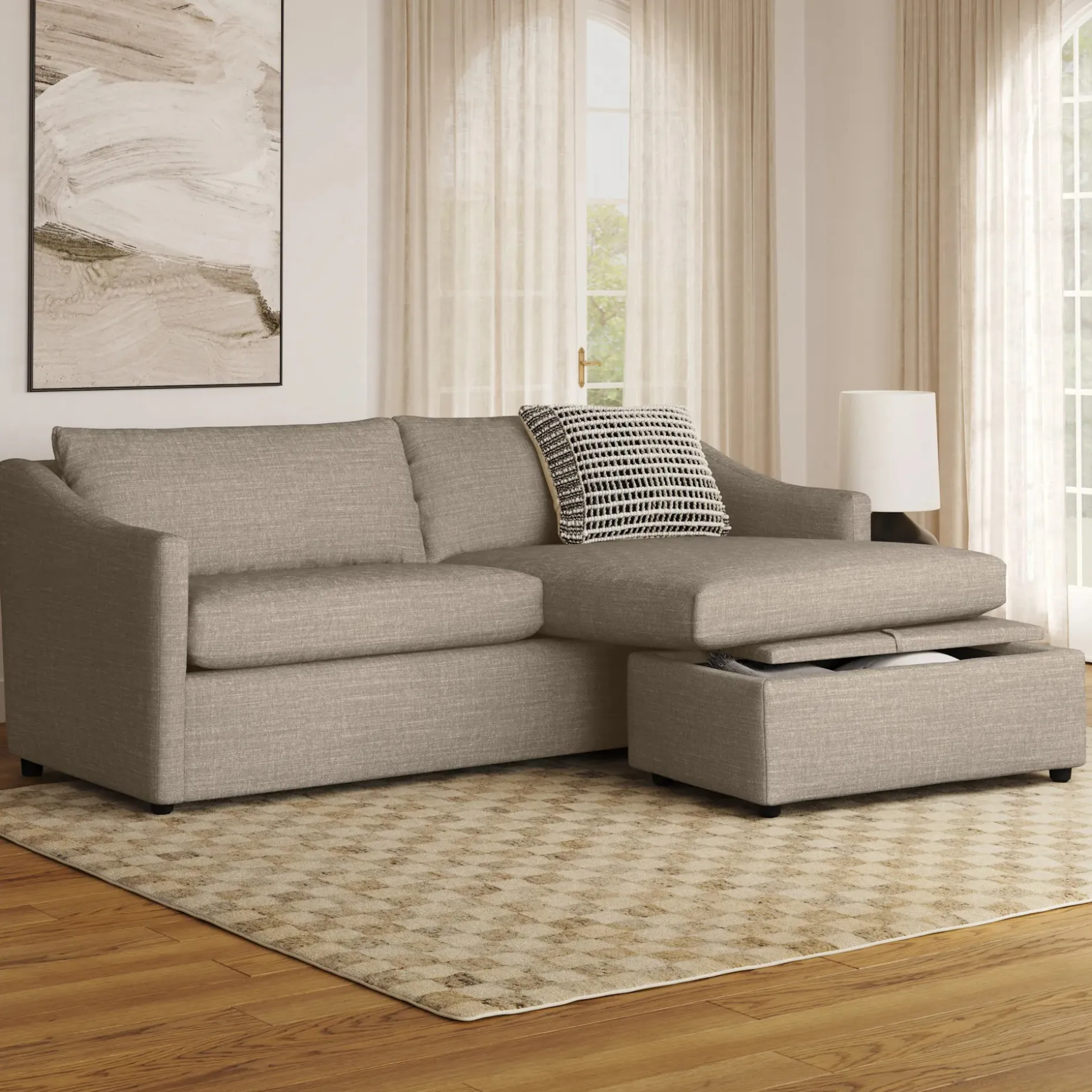 Landry 84.5" Reversible Storage Sectional - Napa Taupe