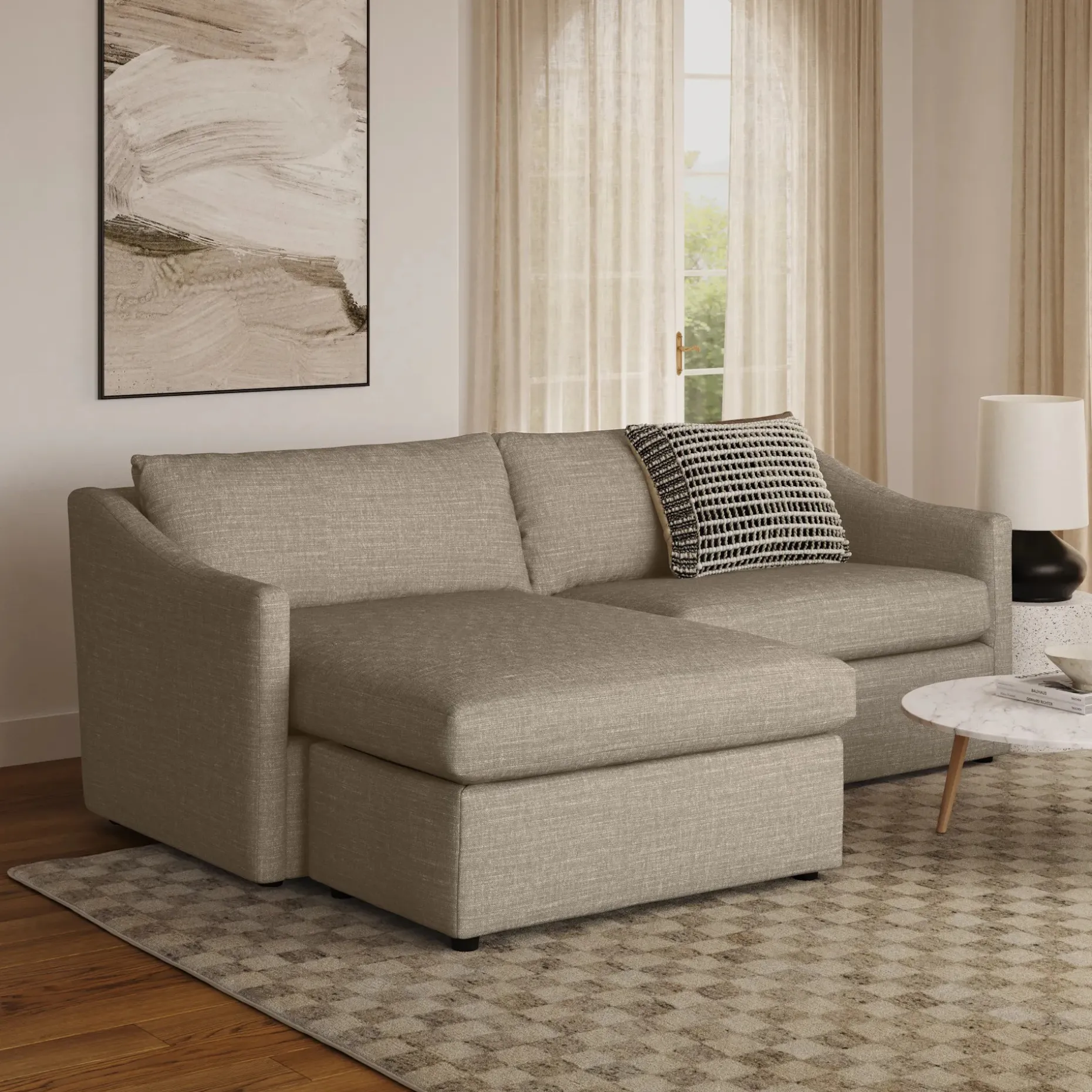Landry 84.5" Reversible Storage Sectional - Napa Taupe
