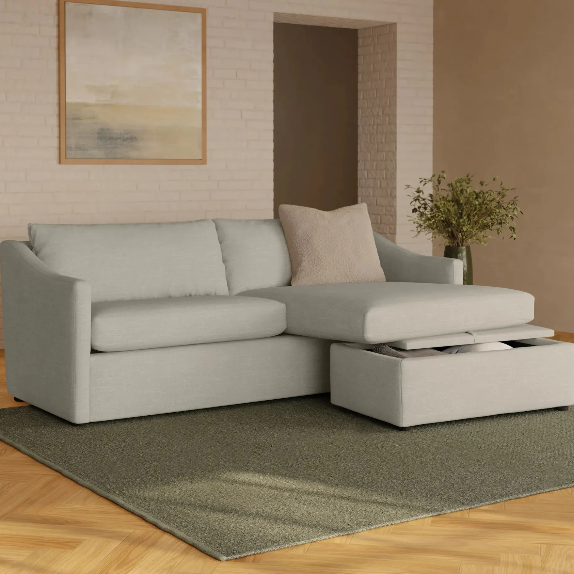 Landry 84.5" Reversible Storage Sectional - Napa Dove