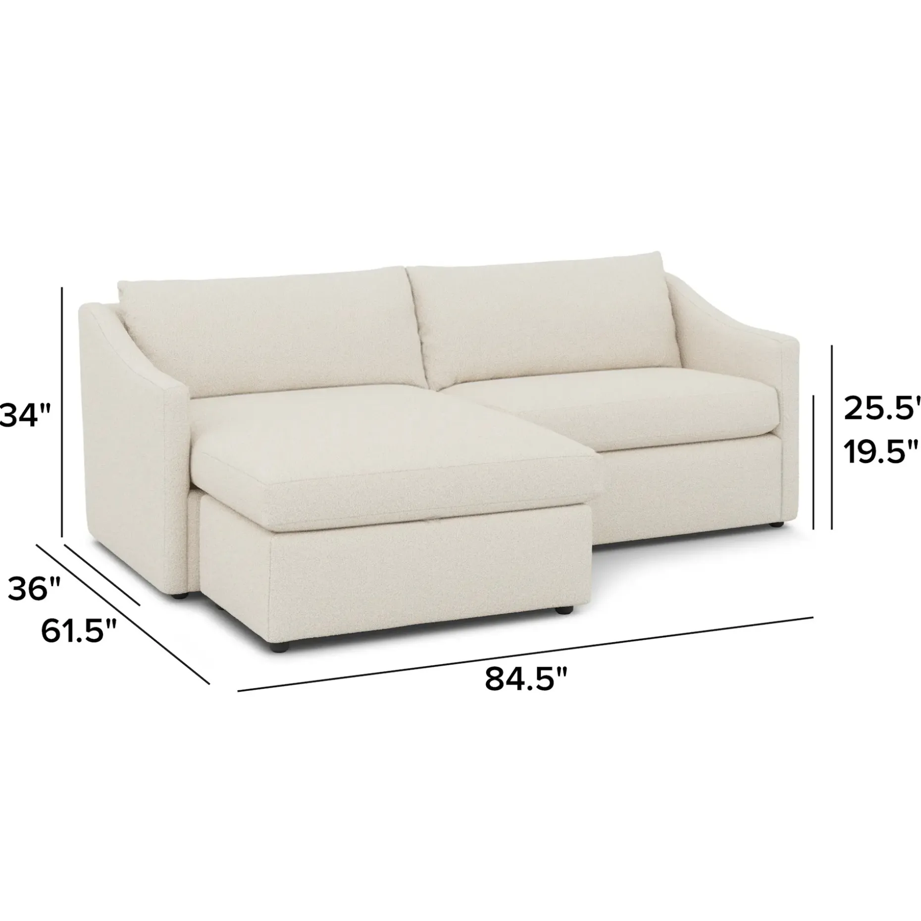 Landry 84.5" Reversible Storage Sectional - Ivory Wool Bouclé