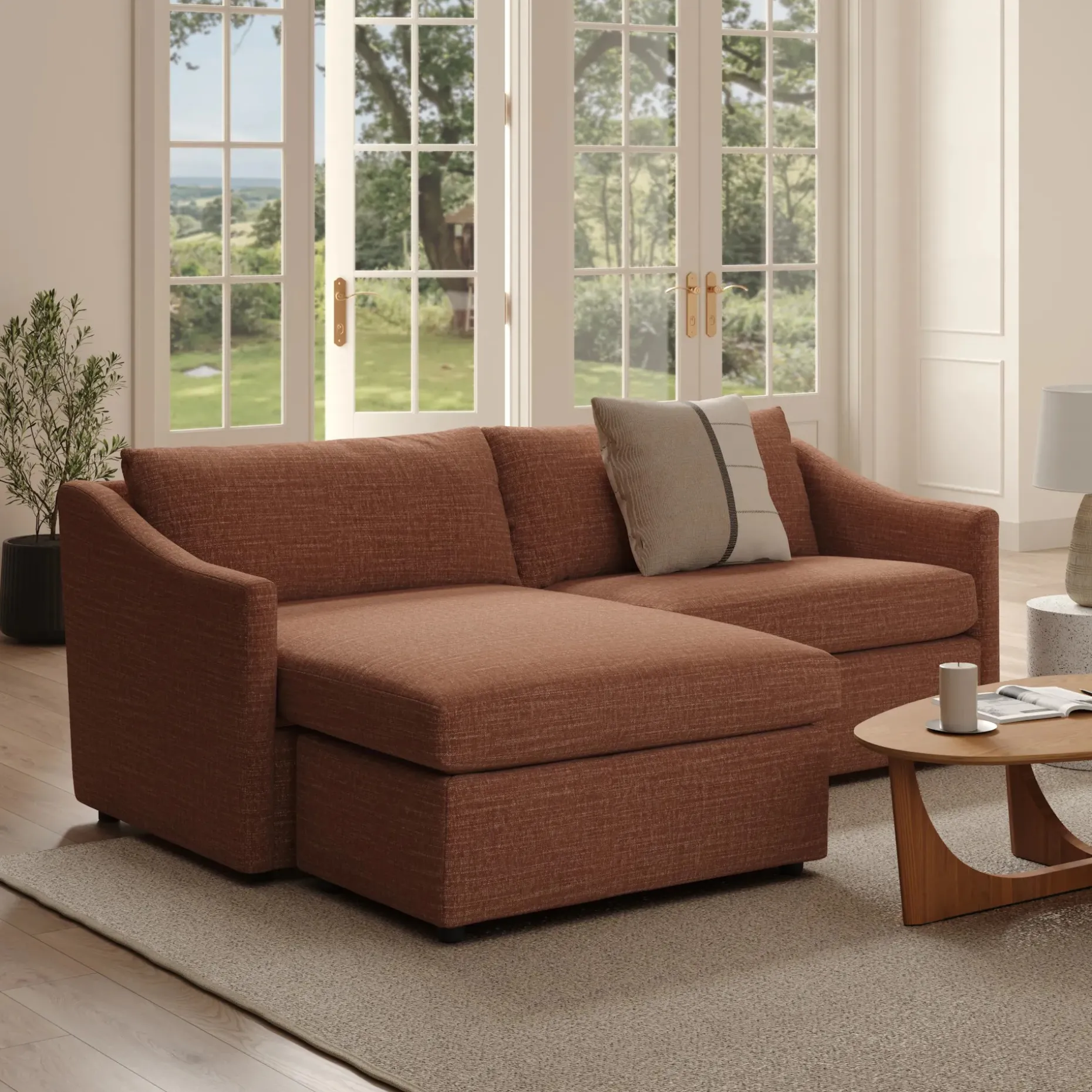 Landry 84.5" Reversible Storage Sectional - Napa Rust