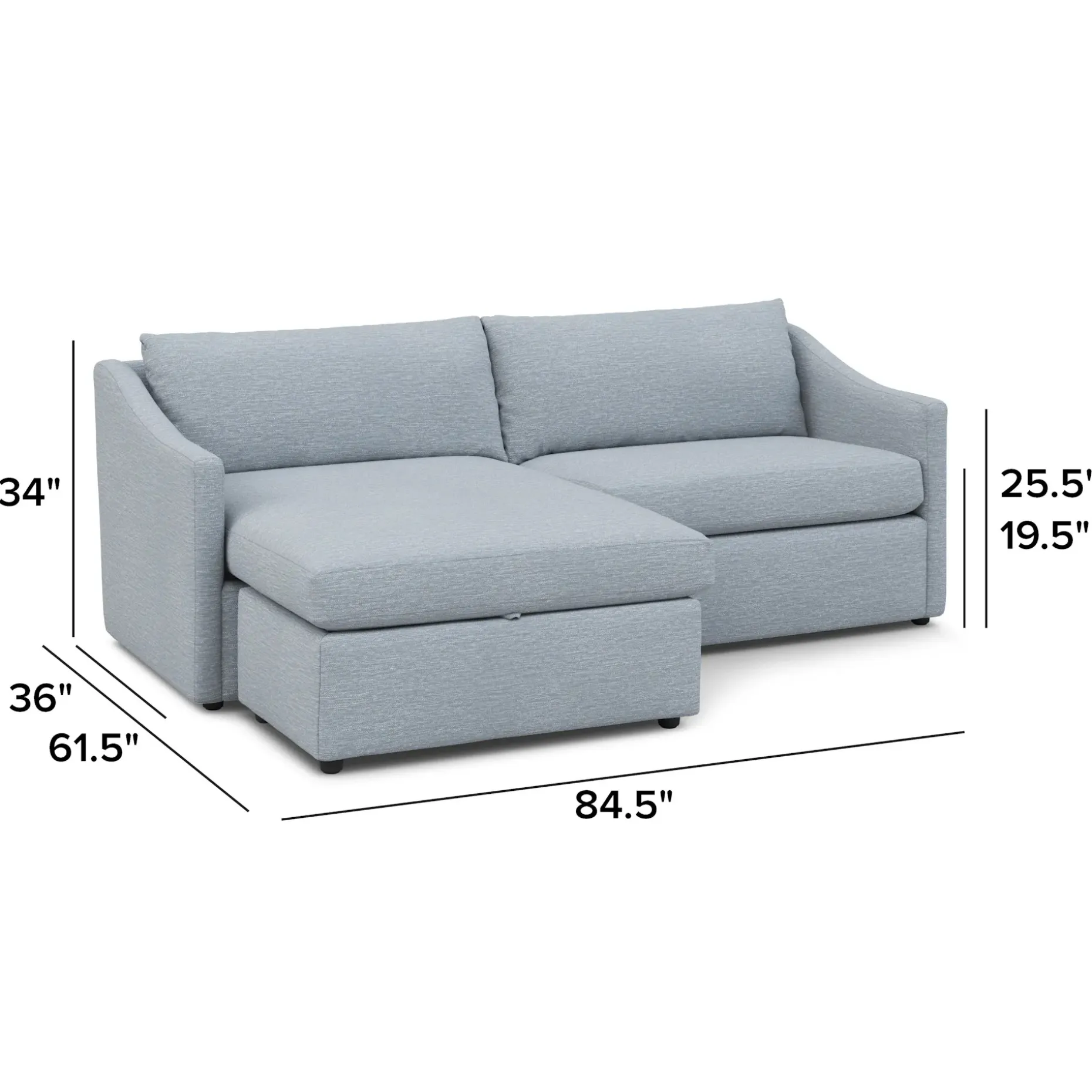 Landry 84.5" Reversible Storage Sectional - Silver Light Blue