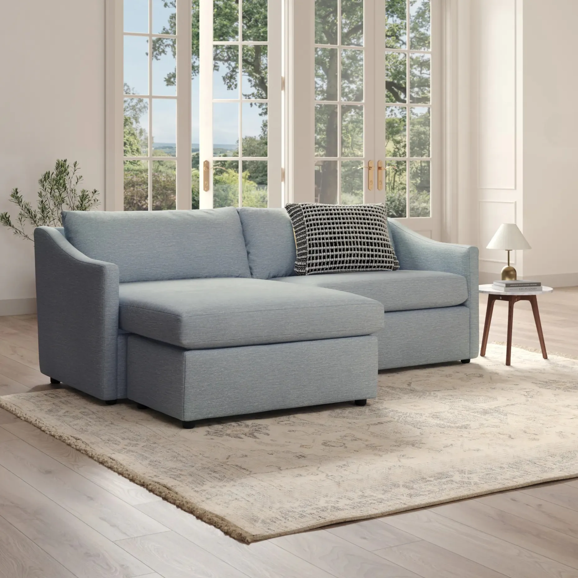 Landry 84.5" Reversible Storage Sectional - Silver Light Blue