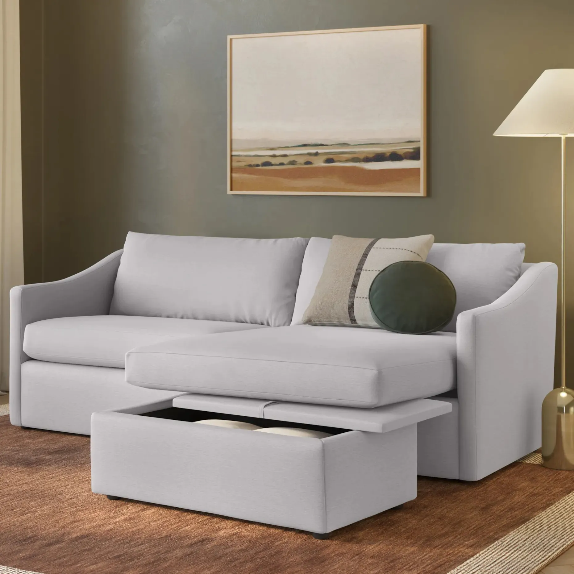 Landry 84.5" Reversible Storage Sectional - Silver Ivory