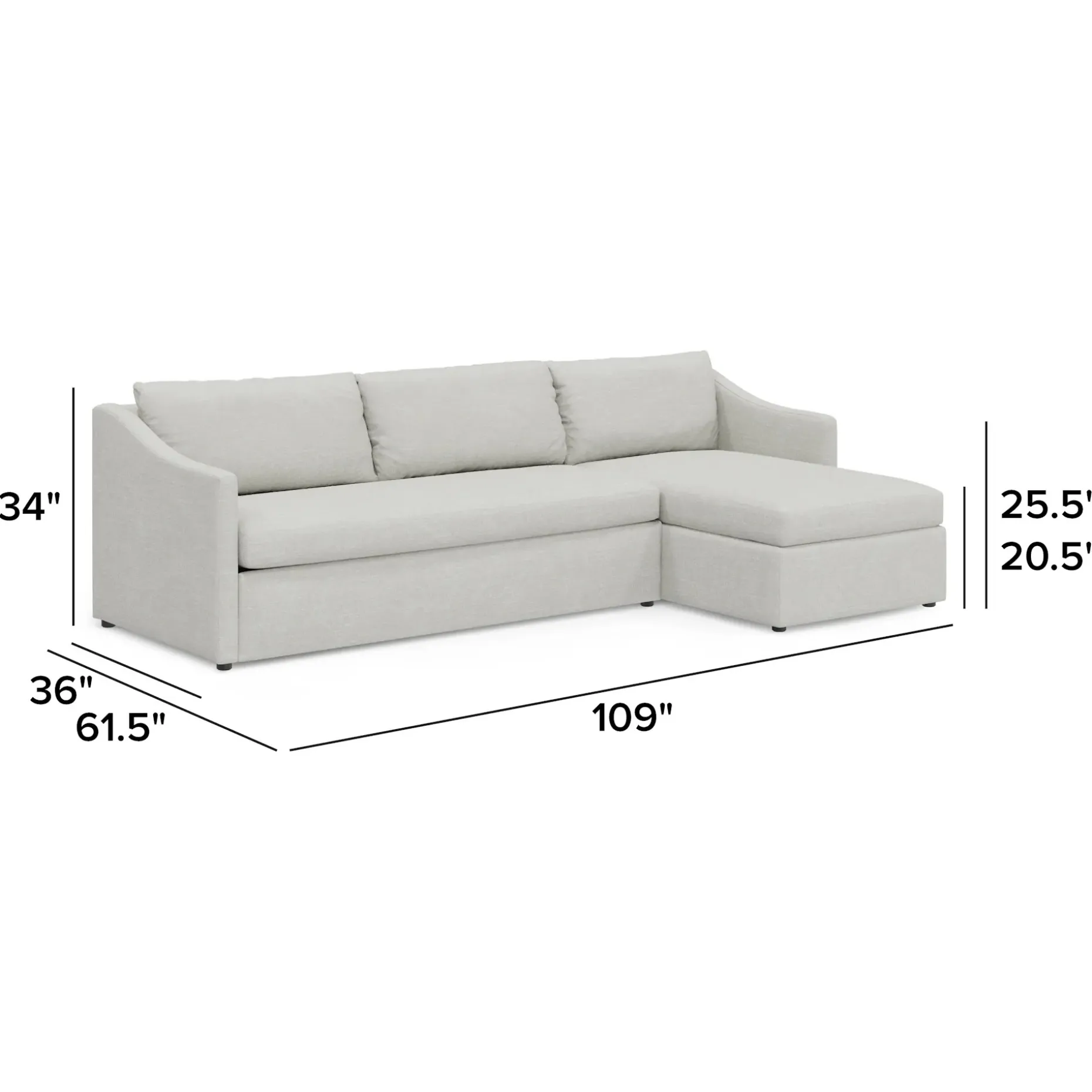 Landry 109" Right Storage Sleeper Sectional - Napa Dove