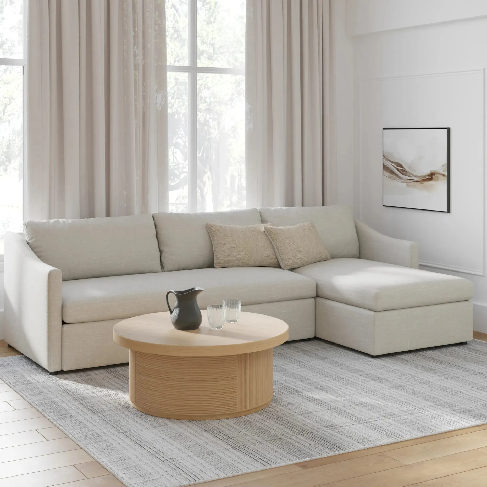 Landry 109" Right Storage Sleeper Sectional - Napa Dove