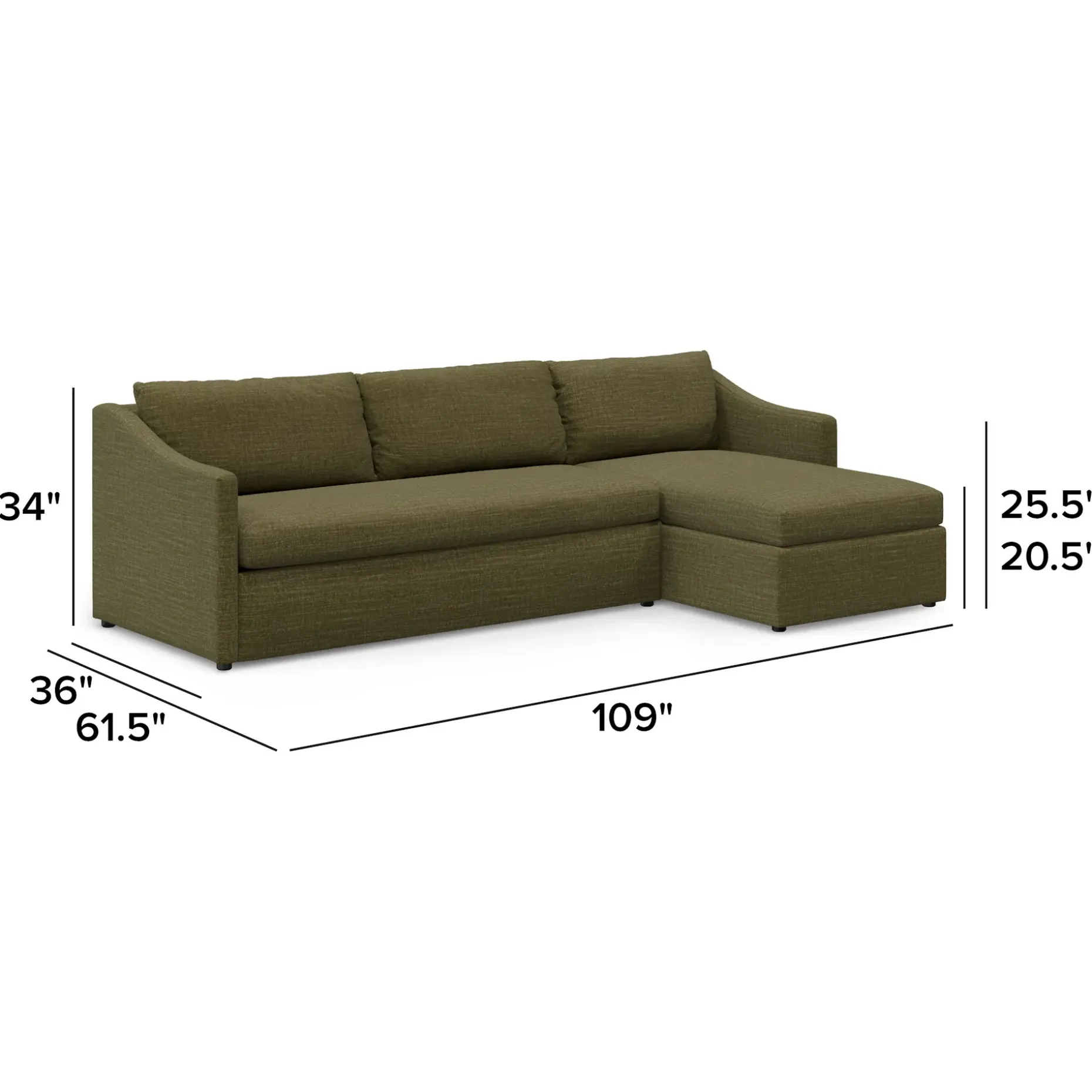 Landry 109" Right Storage Sleeper Sectional - Napa Moss