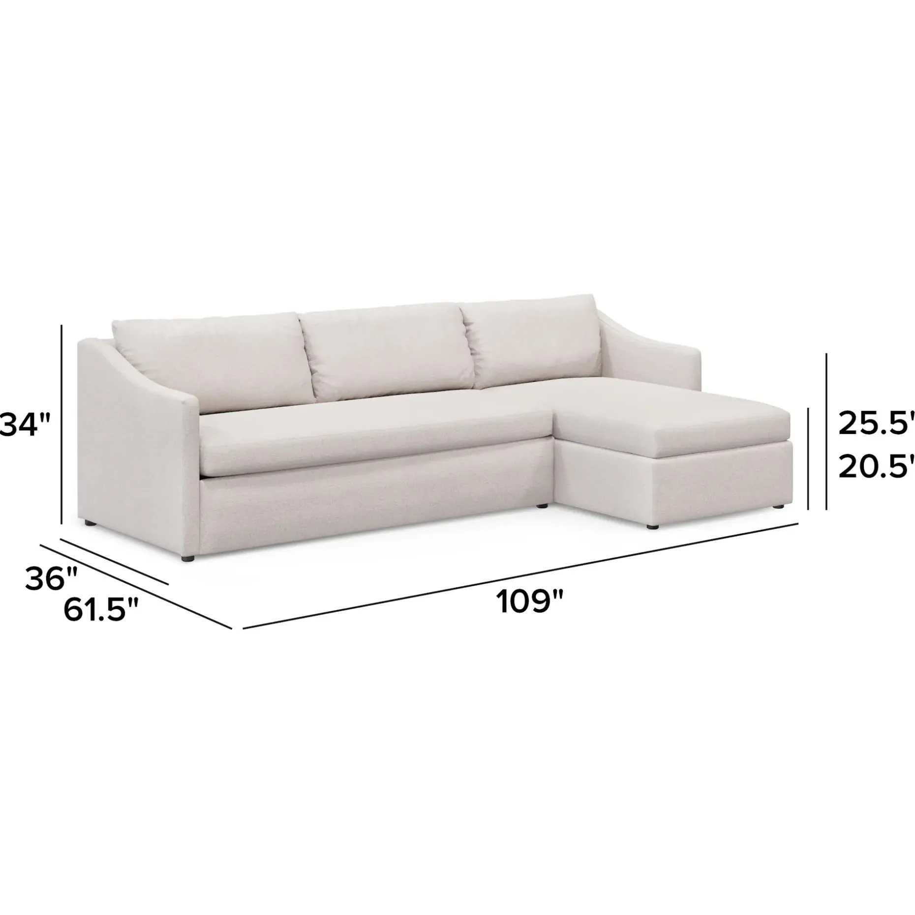 Landry 109" Right Storage Sleeper Sectional - Napa White