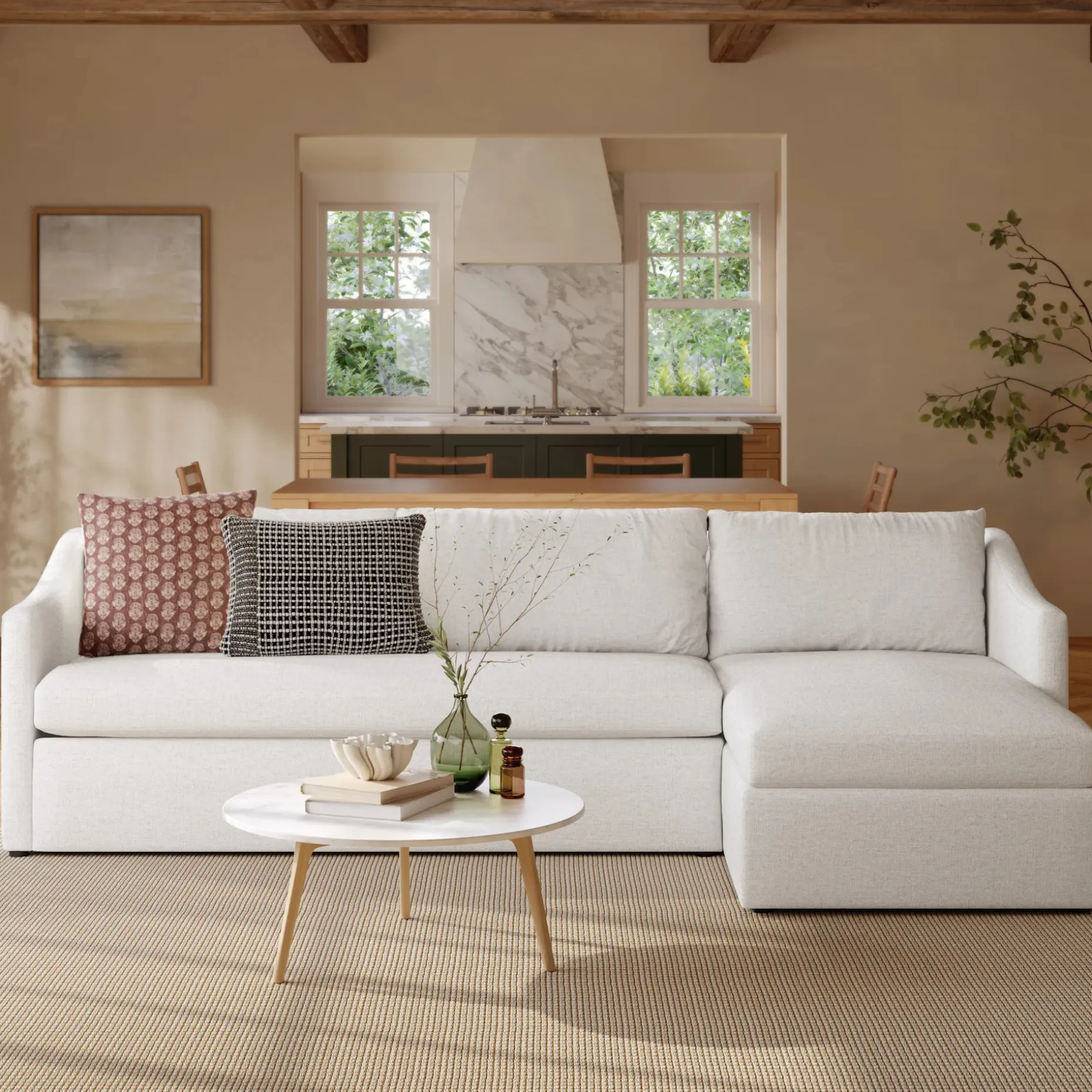 Landry 109" Right Storage Sleeper Sectional - Napa White