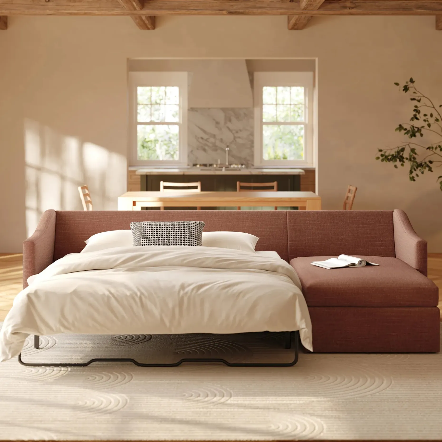 Landry 109" Right Storage Sleeper Sectional - Napa Rust