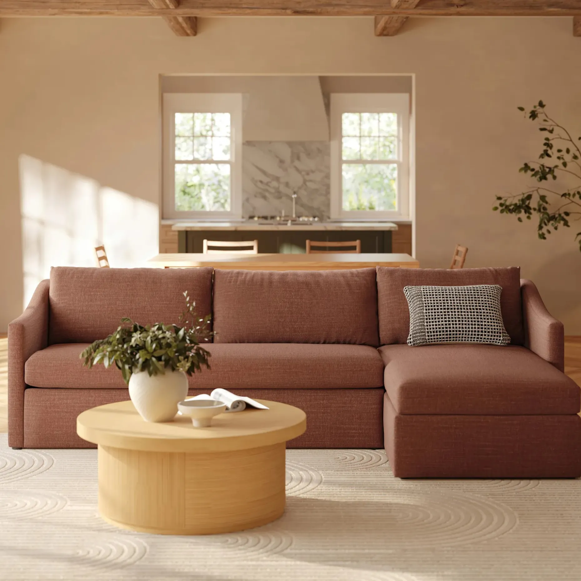 Landry 109" Right Storage Sleeper Sectional - Napa Rust