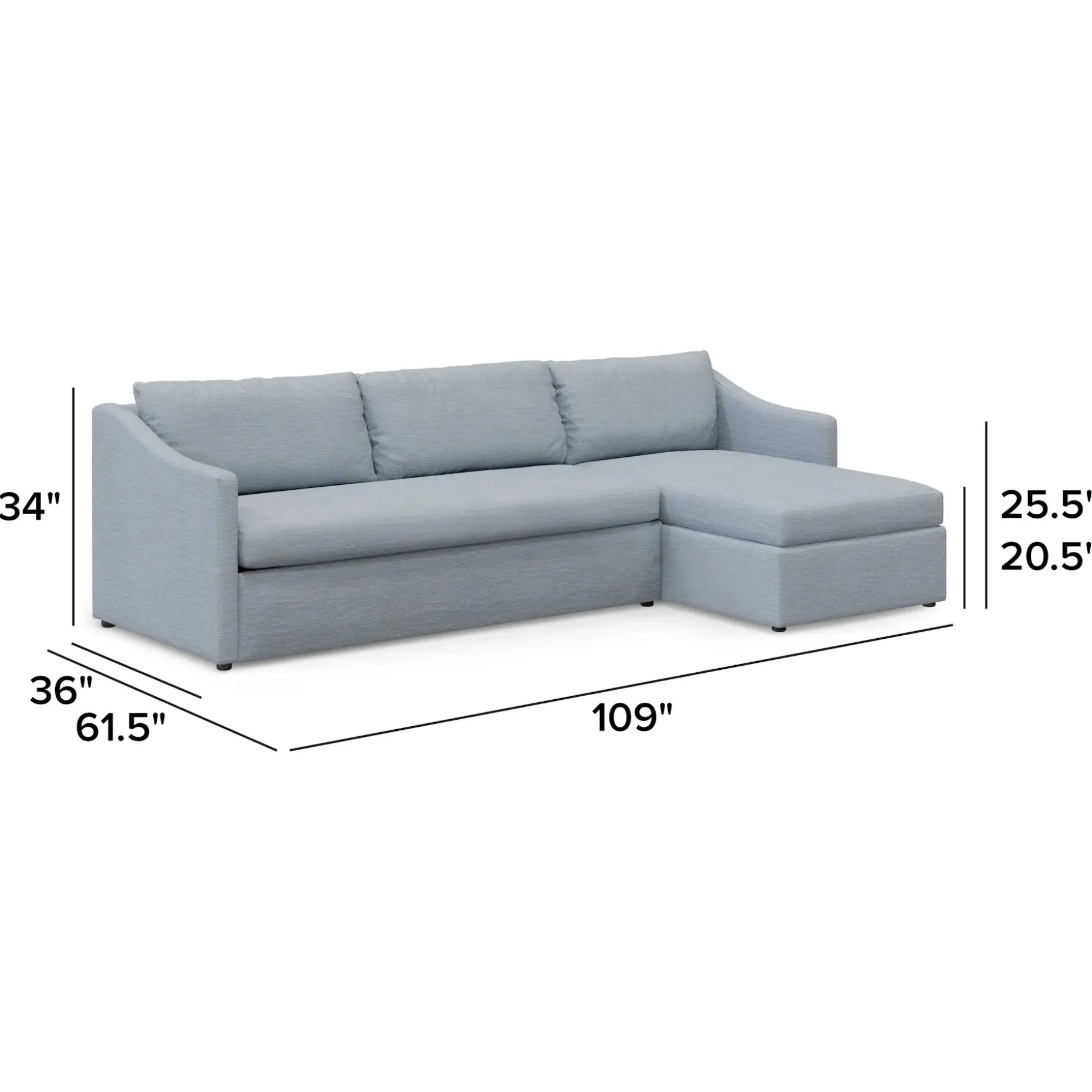 Landry 109" Right Storage Sleeper Sectional - Silver Light Blue
