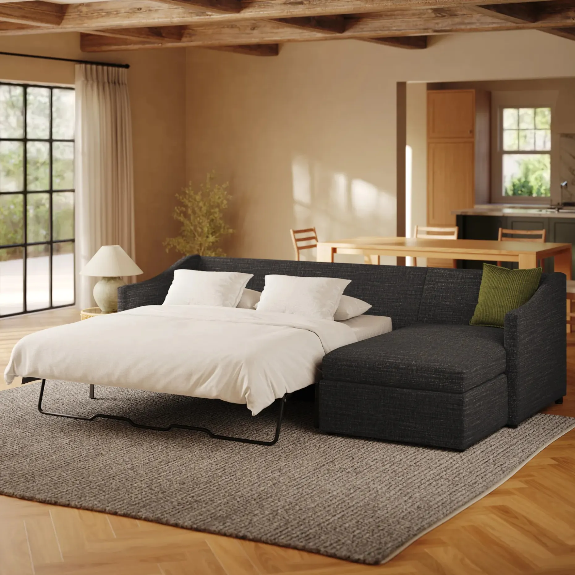 Landry 109" Right Storage Sleeper Sectional - Napa Charcoal