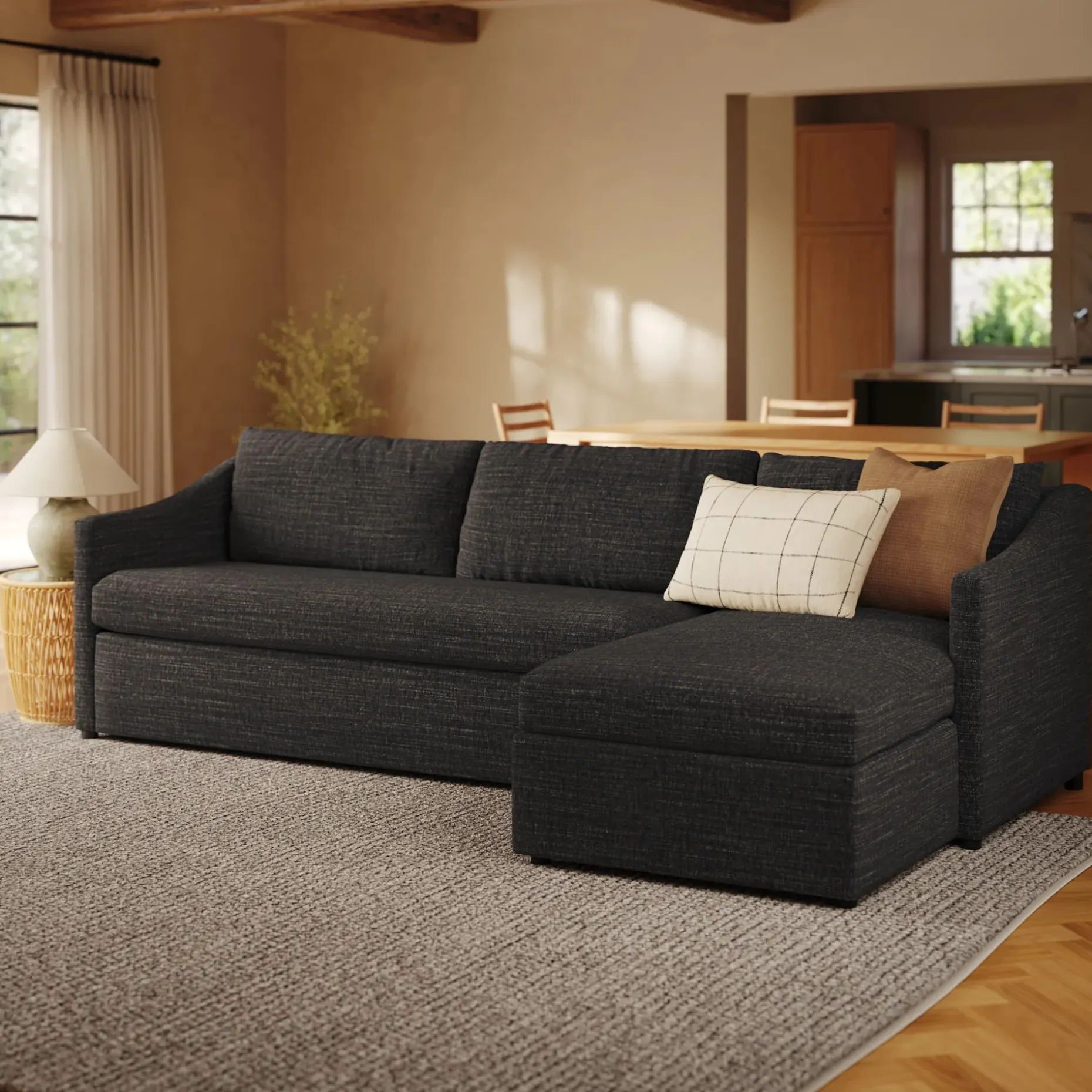Landry 109" Right Storage Sleeper Sectional - Napa Charcoal