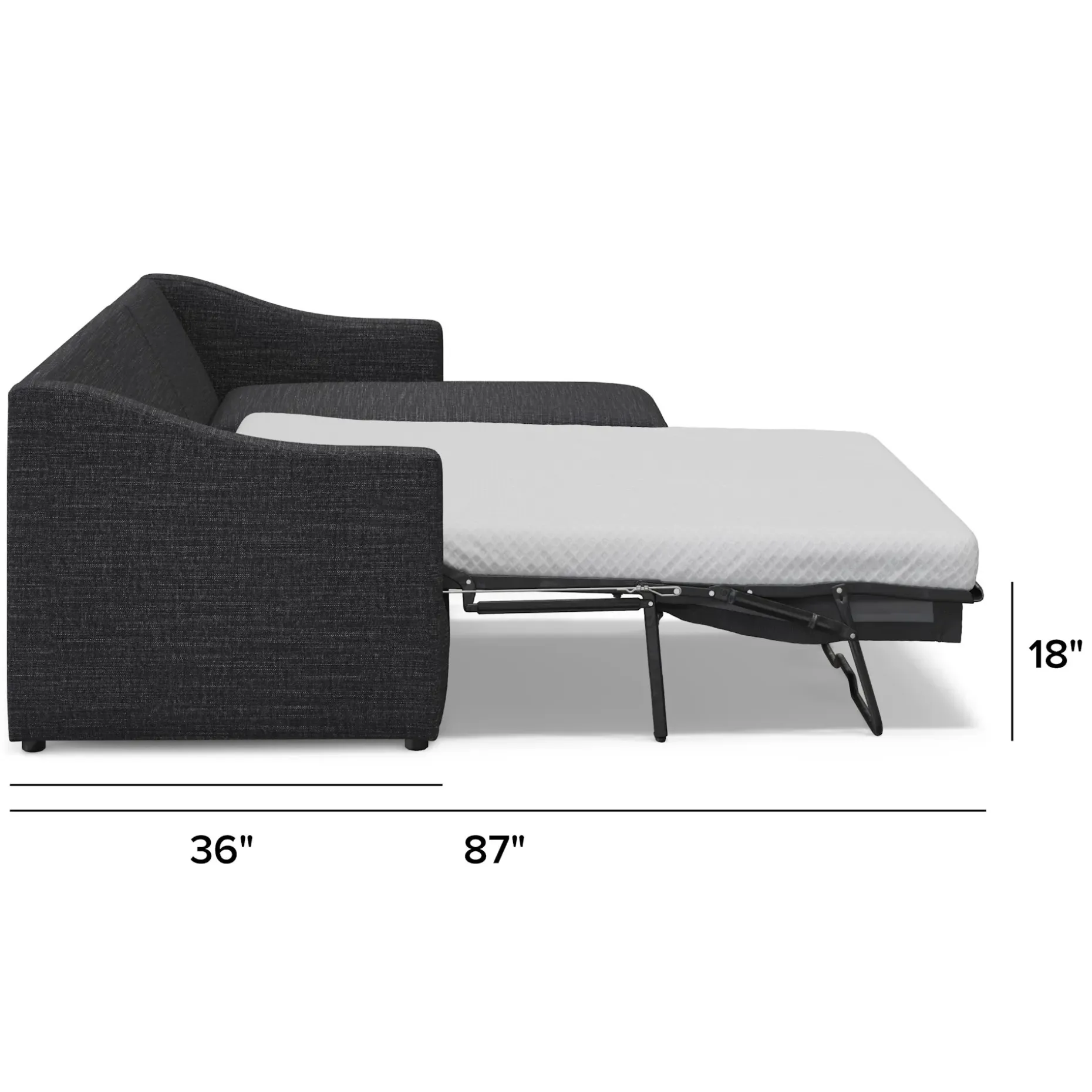 Landry 109" Right Storage Sleeper Sectional - Napa Charcoal