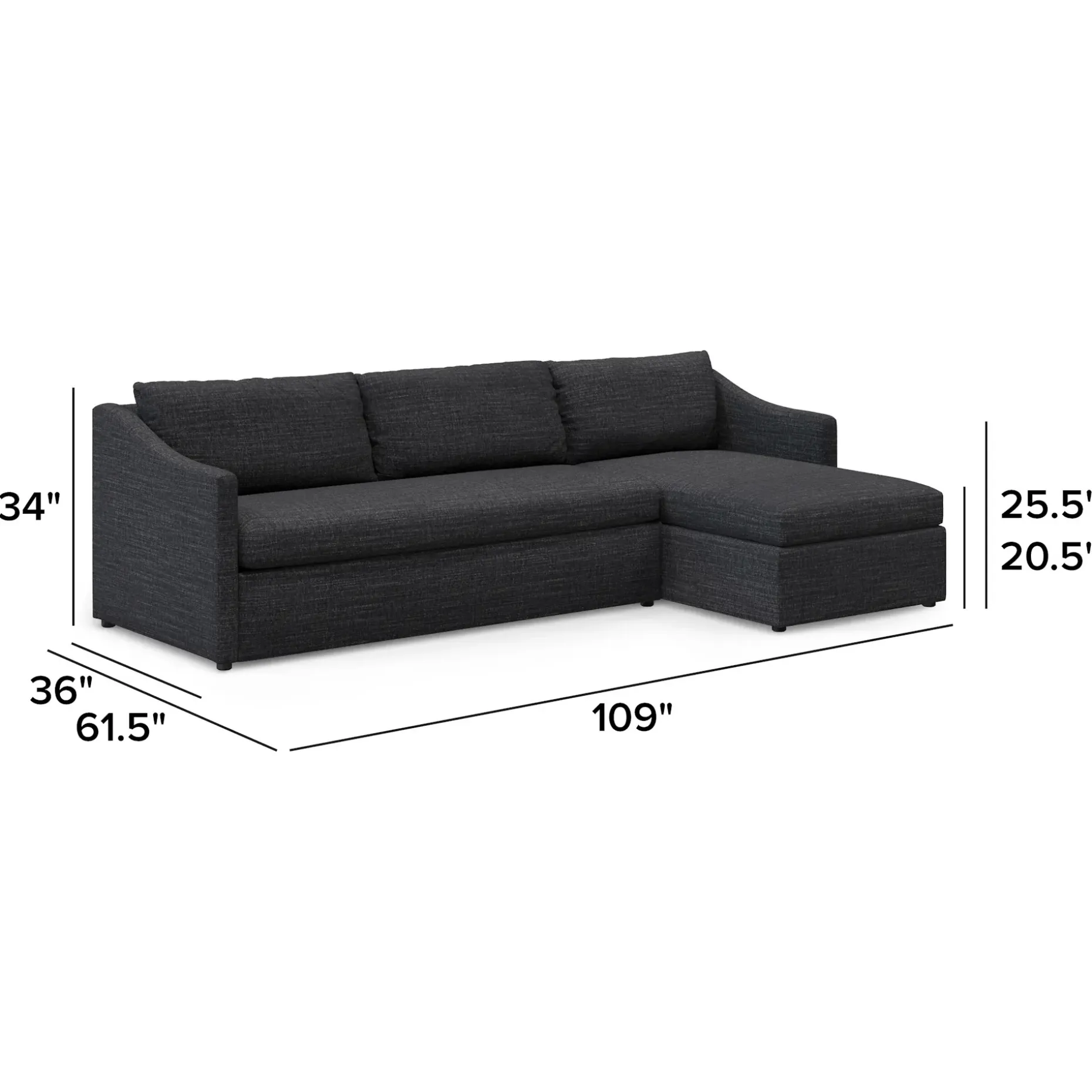 Landry 109" Right Storage Sleeper Sectional - Napa Charcoal