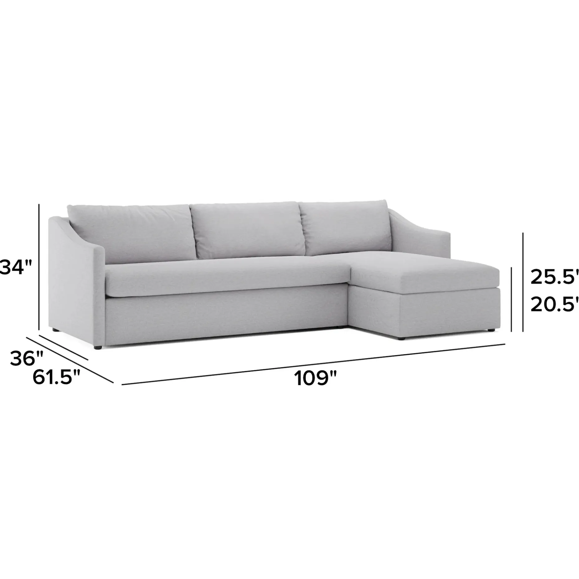 Landry 109" Right Storage Sleeper Sectional - Silver Ivory