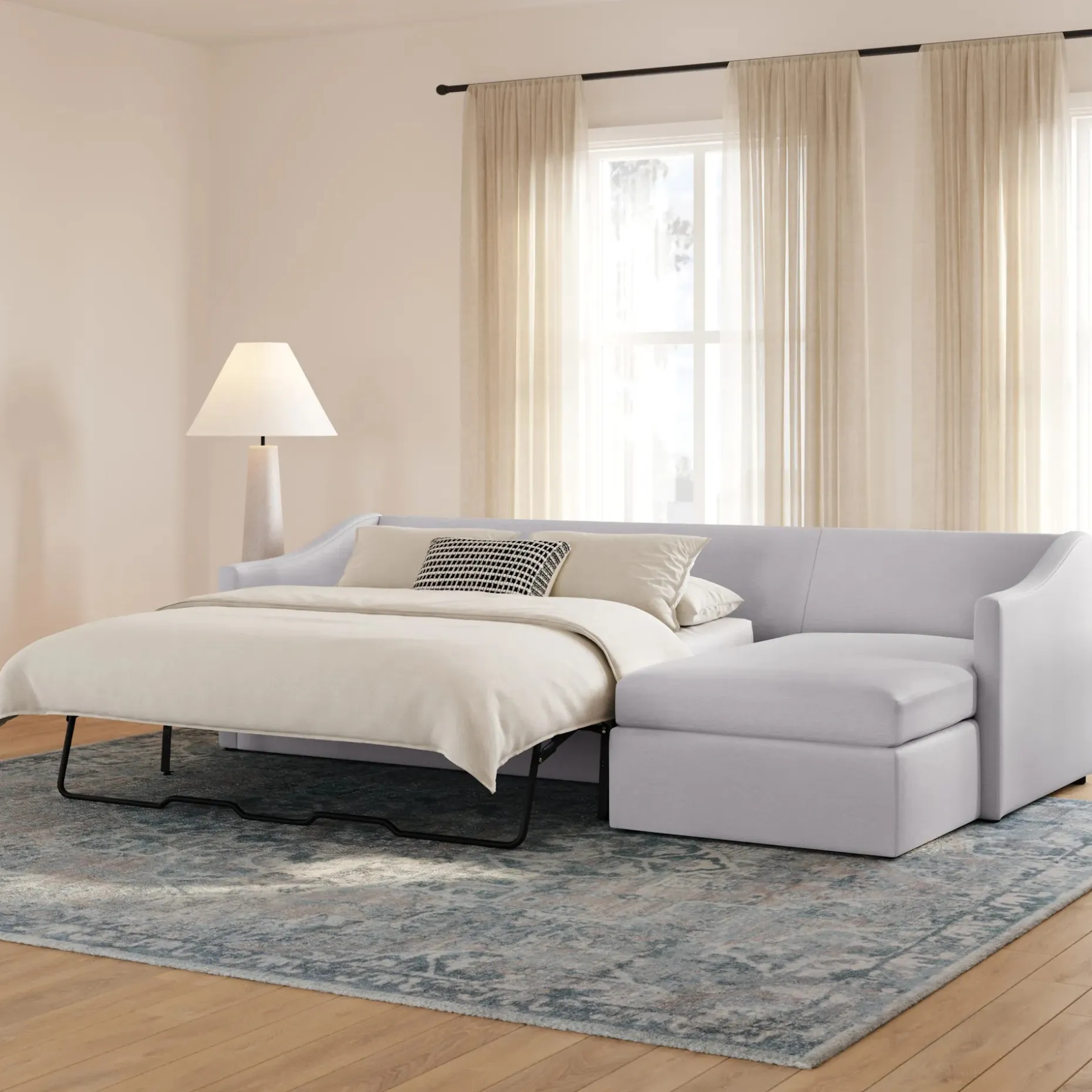 Landry 109" Right Storage Sleeper Sectional - Silver Ivory