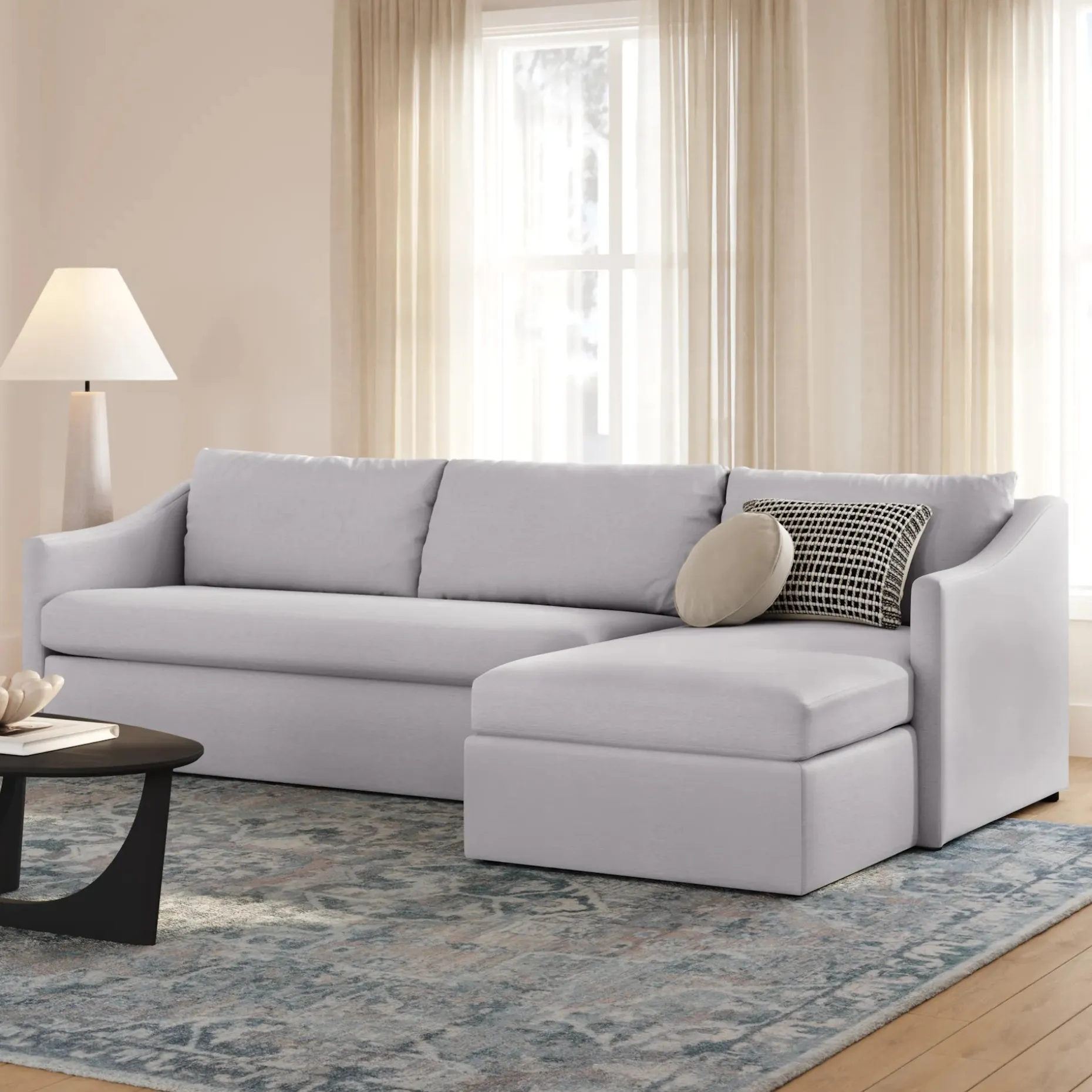 Landry 109" Right Storage Sleeper Sectional - Silver Ivory