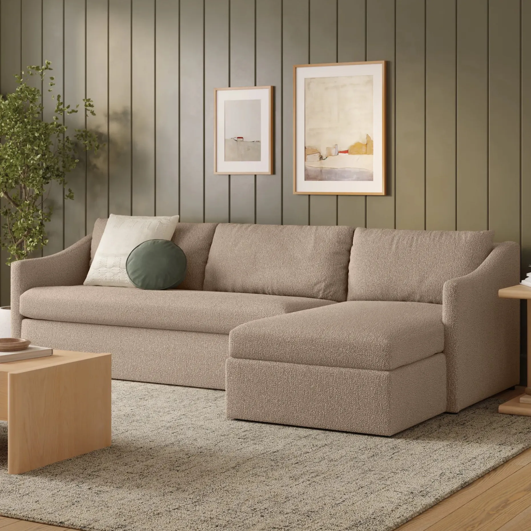 Landry 109" Right Storage Sleeper Sectional - Sandstone Wool Bouclé