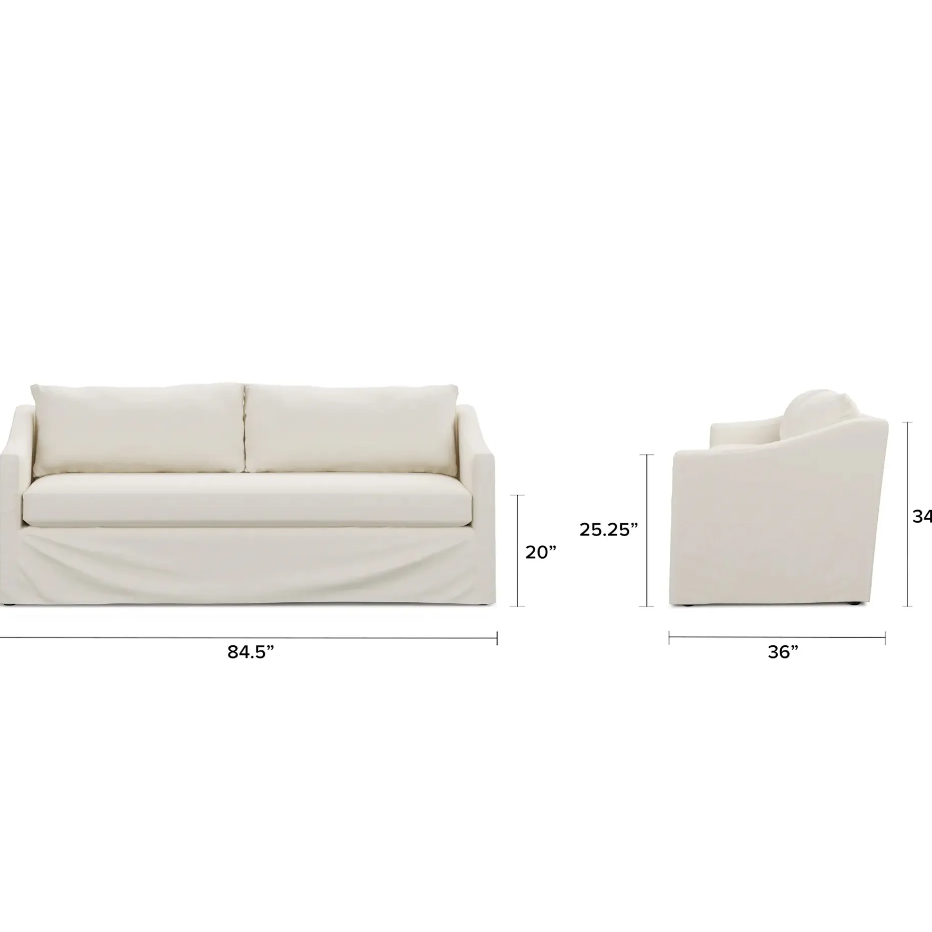 Landry 84.5" Slipcover Sofa - Fine White