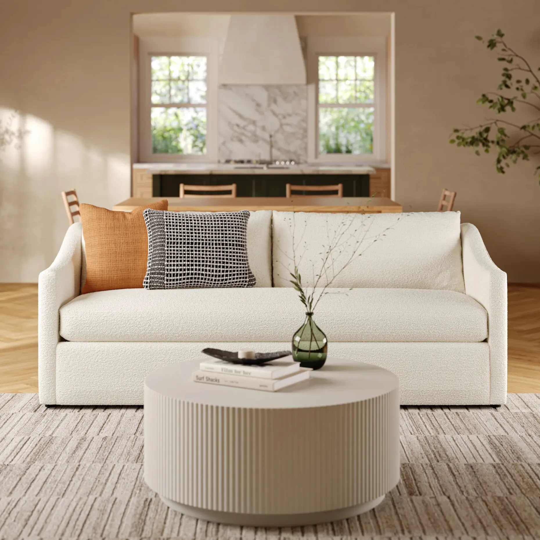 Landry 84.5" Sofa Bed - Ivory Wool Bouclé