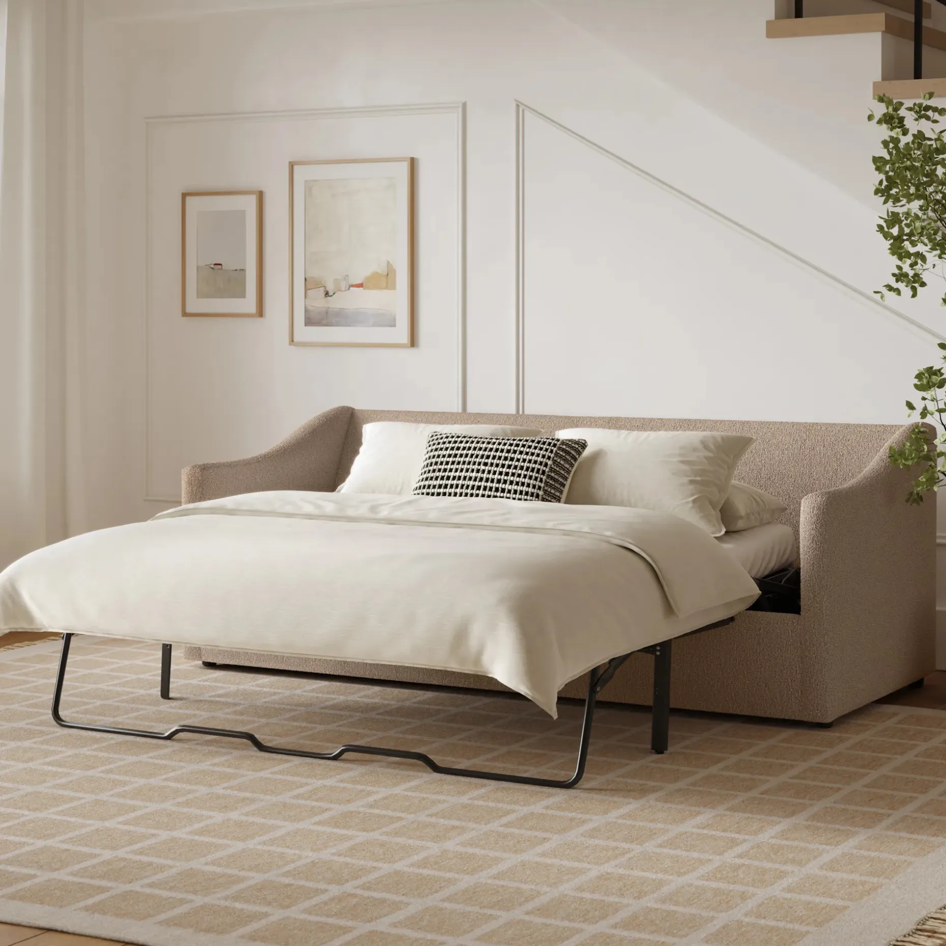 Landry 84.5" Sofa Bed - Sandstone Wool Bouclé