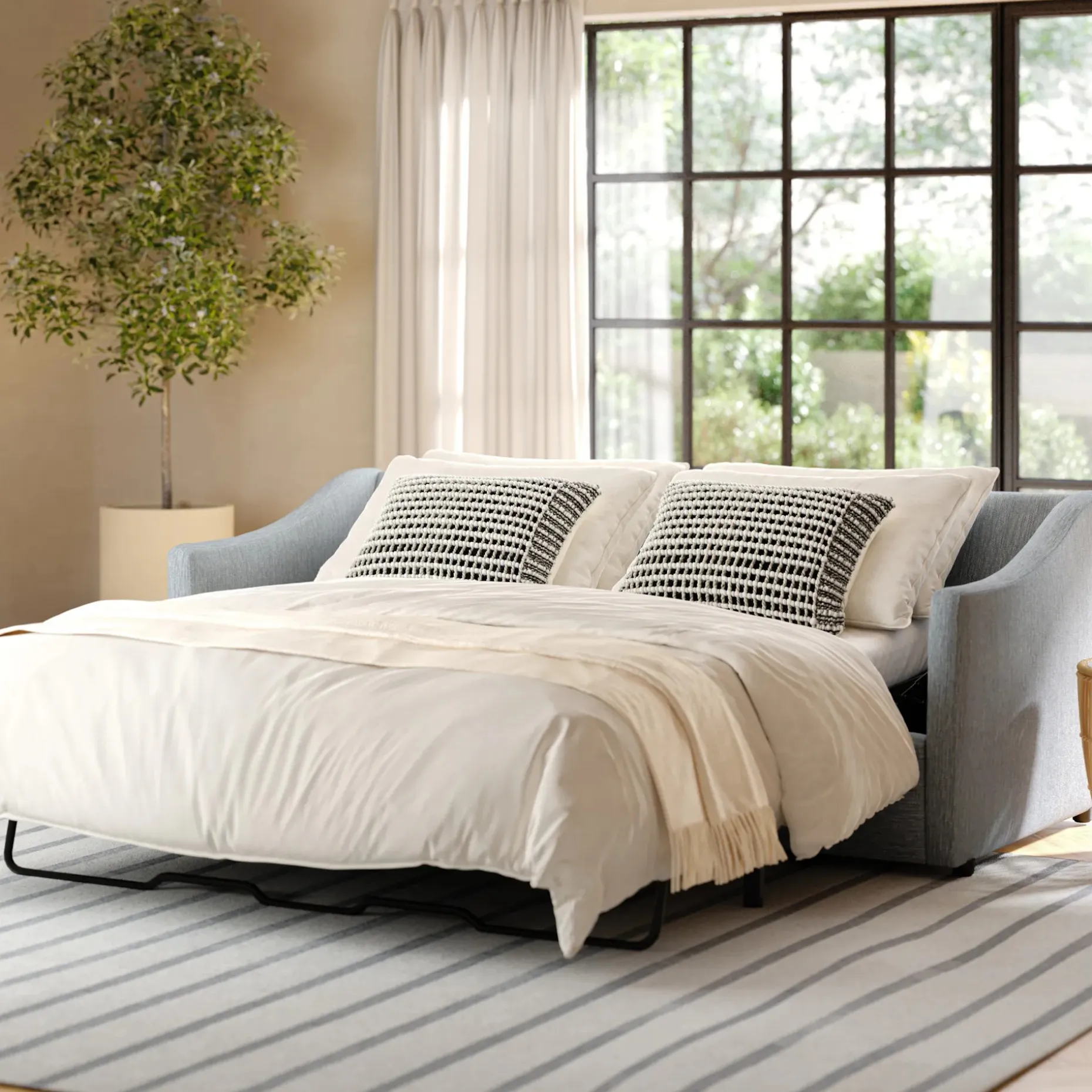 Landry 84.5" Sofa Bed - Silver Light Blue