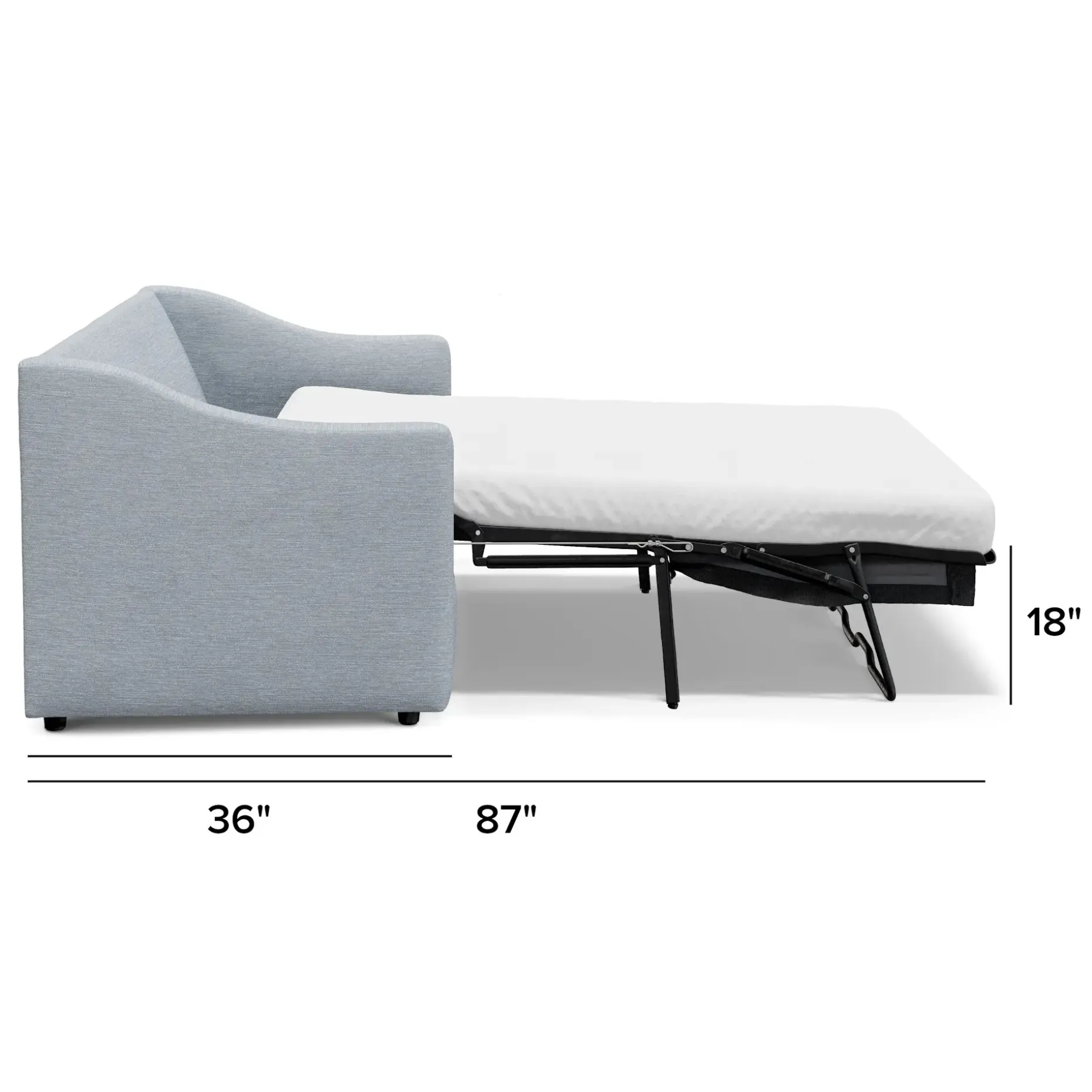Landry 84.5" Sofa Bed - Silver Light Blue